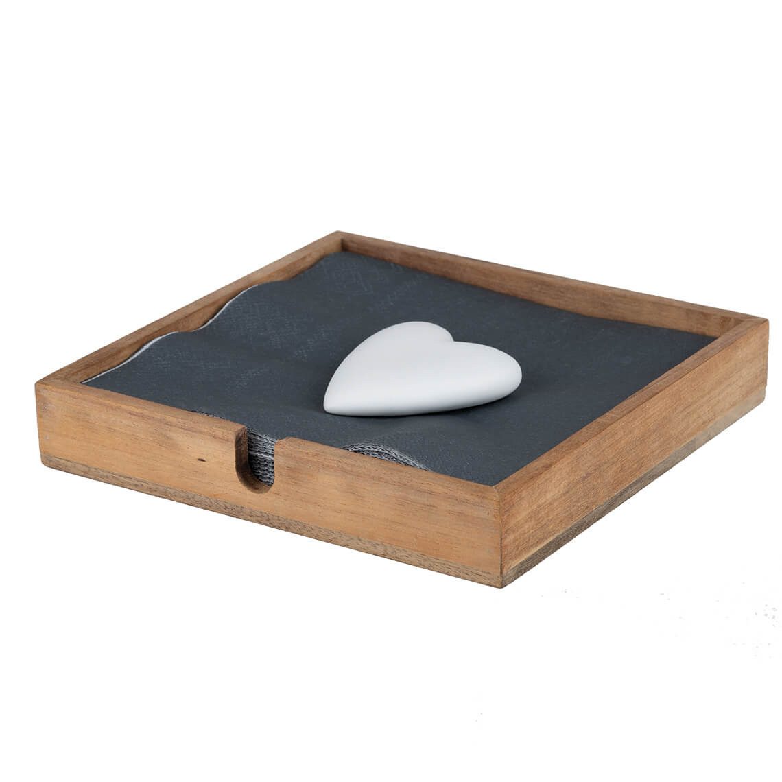 Räder Design Serviettenhalter Serviettenhalter 18x18 cm aus Holz mit Porzellan Herz von räder design