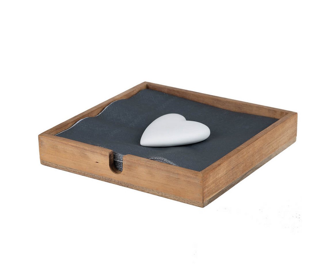 Räder Design Serviettenhalter Serviettenhalter 18x18 cm aus Holz mit Porzellan Herz von räder design