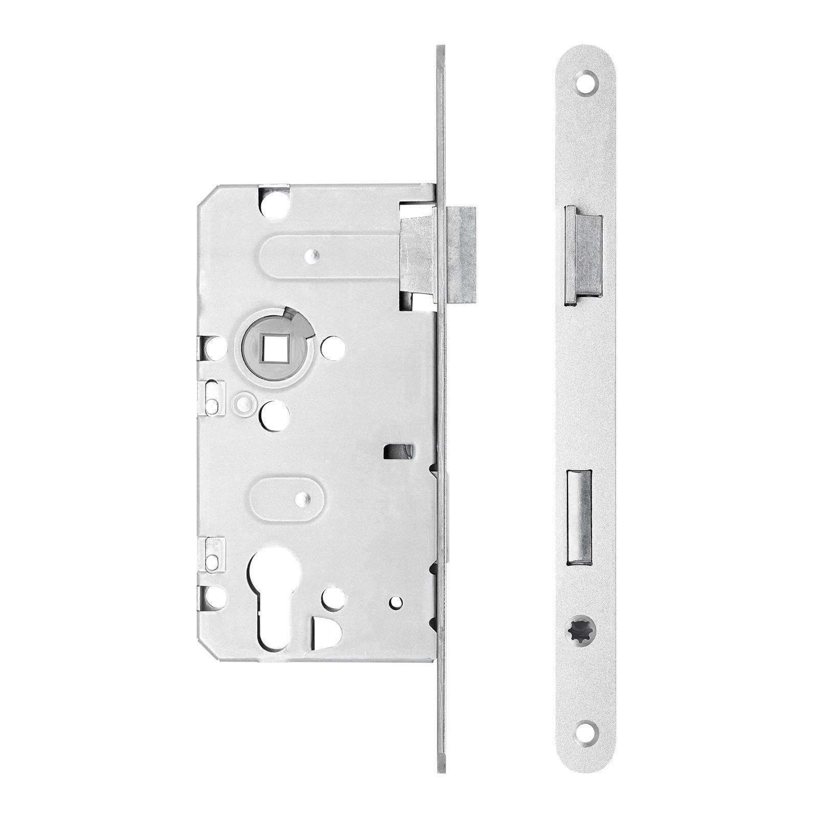 SO-TECH® Einsteckschloss Türschloss wahlweise Buntbart, WC oder Profilzylinder, Links, für Profilzylinder PZ, Dornmaß 55, St. 20r, 4150009