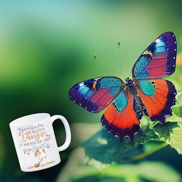 speecheese Tasse Gans Kaffeebecher mit Spruch Kleine Dinge machen Leben großartig