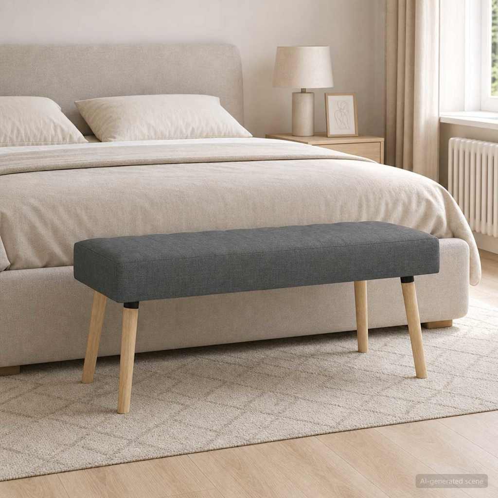vidaXL Sitzbank Kanalgepolsterte Bank Dunkelgrau 110 x 40 x 46 cm Stoff (1-St)