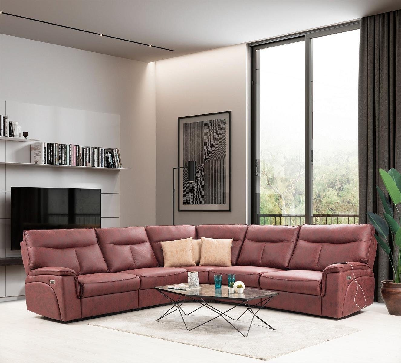 Wohnzimmer L-Form JVmoebel Sofa in Teile, Sitz Europa Relax Möbel Couch 3 Ecksofa Luxus Ecksofa Made Modern Neu,