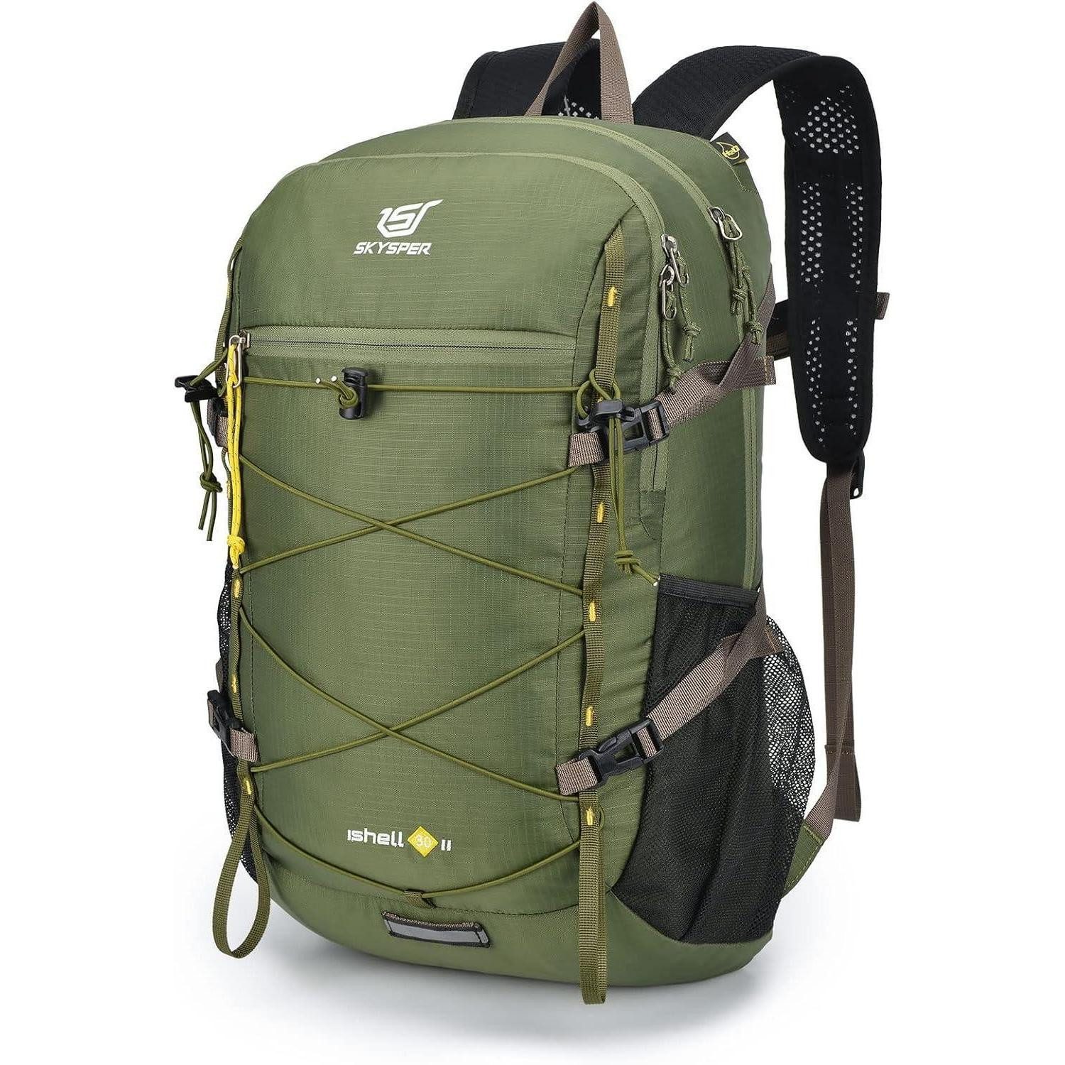 LuxusKollektion Wanderrucksack Rucksack 30L Faltbar Ultraleicht Wasserfest Ishell30-militärgrün