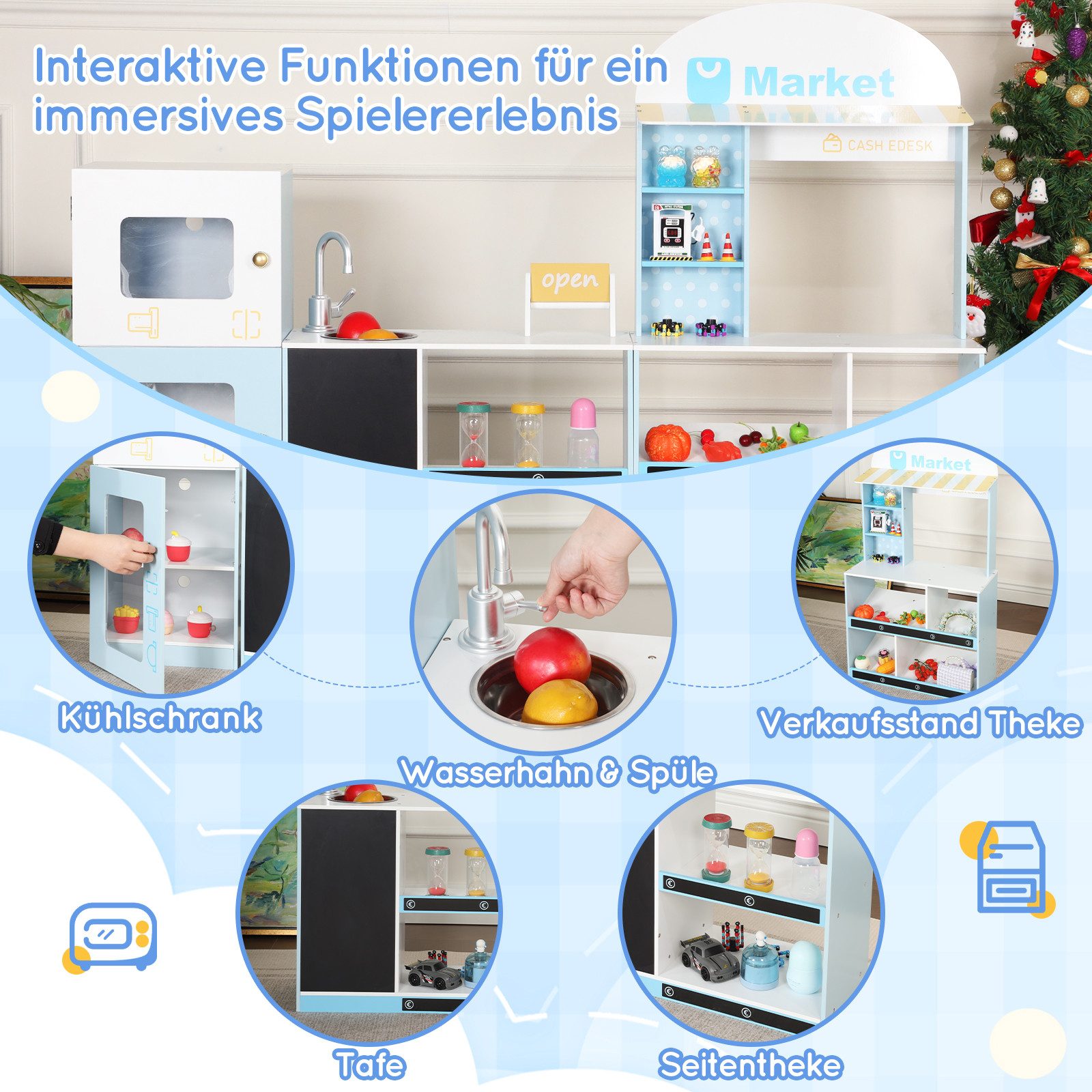 Flieks Kaufladen, Kinder-Spielgeschäft-Spielzeug 30x155x107.5cm
