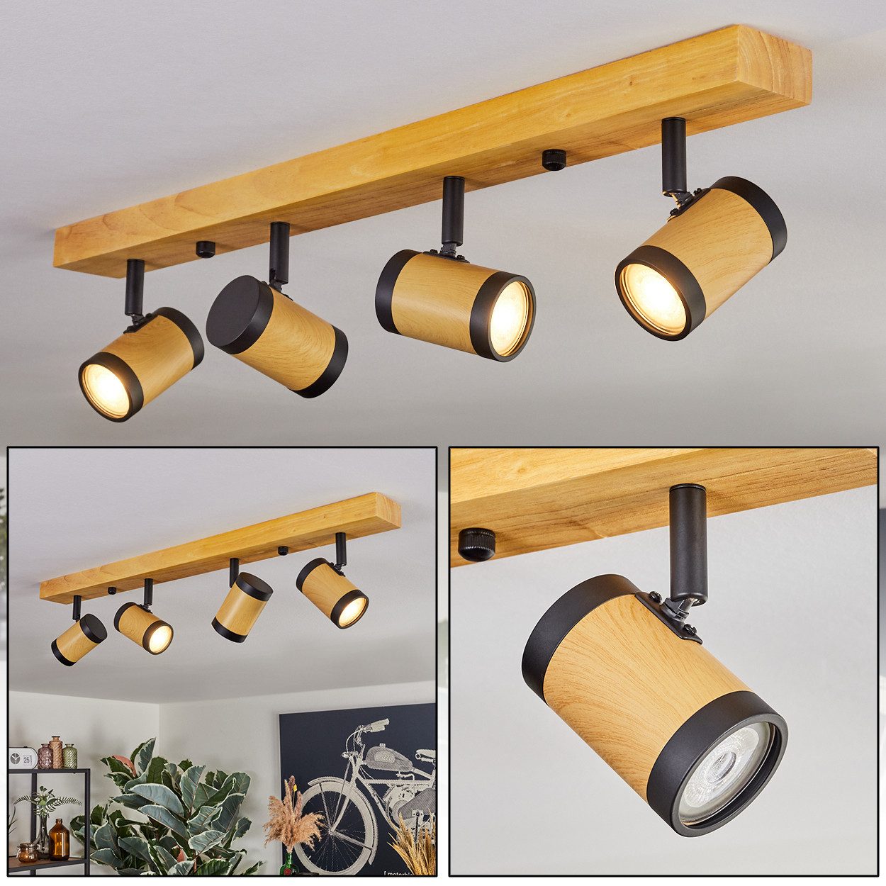 hofstein Deckenleuchte moderne Deckenlampe aus Holz/Metall günstig online kaufen
