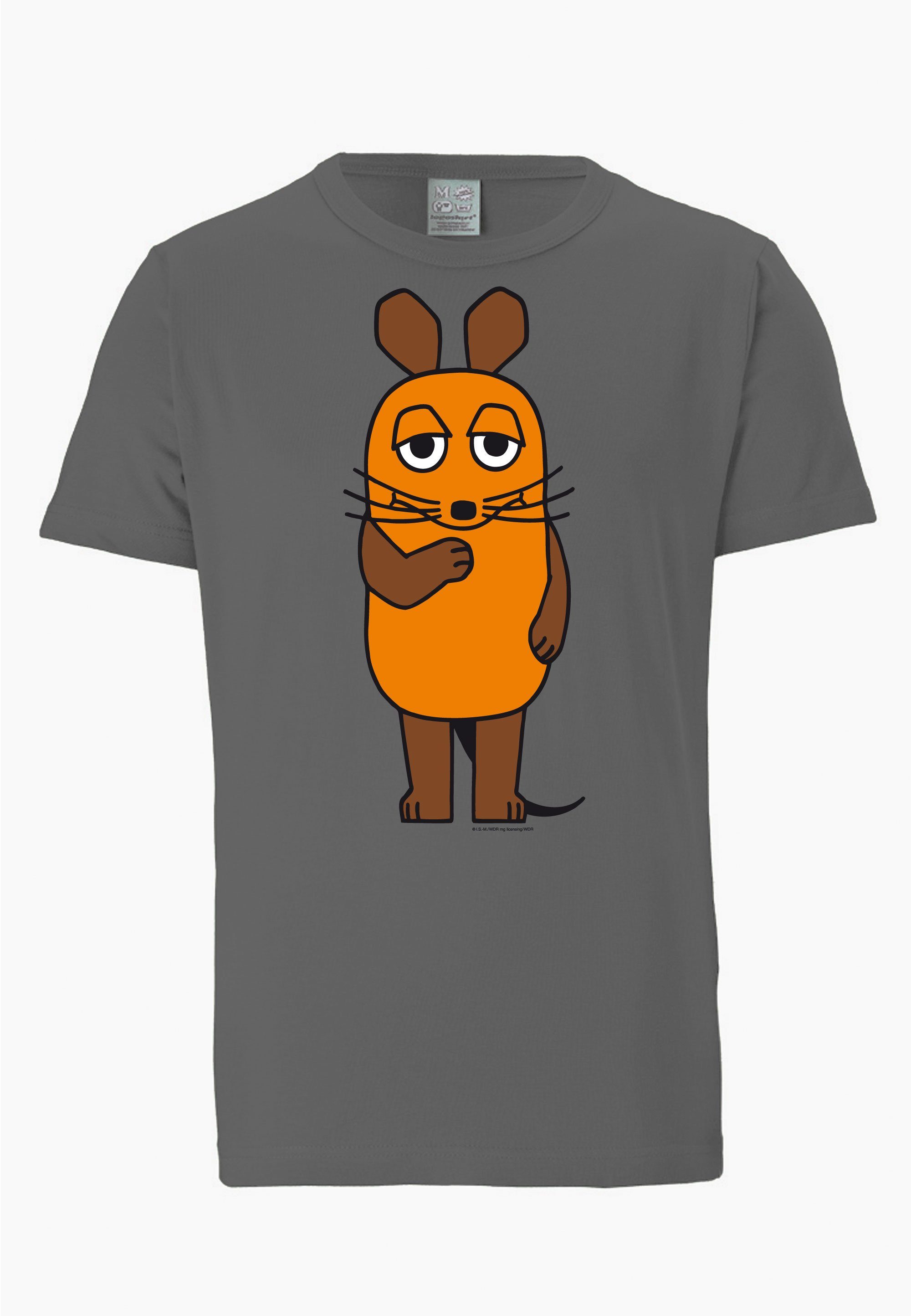 LOGOSHIRT T-Shirt Maus-Print grau Die mit - Sendung Sendung Maus Die mit der mit der Maus