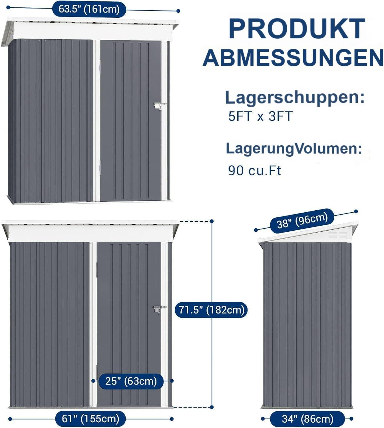 UDPATIO Gartenhaus Metall Gartenhaus 162x92x180cm für günstig online kaufen