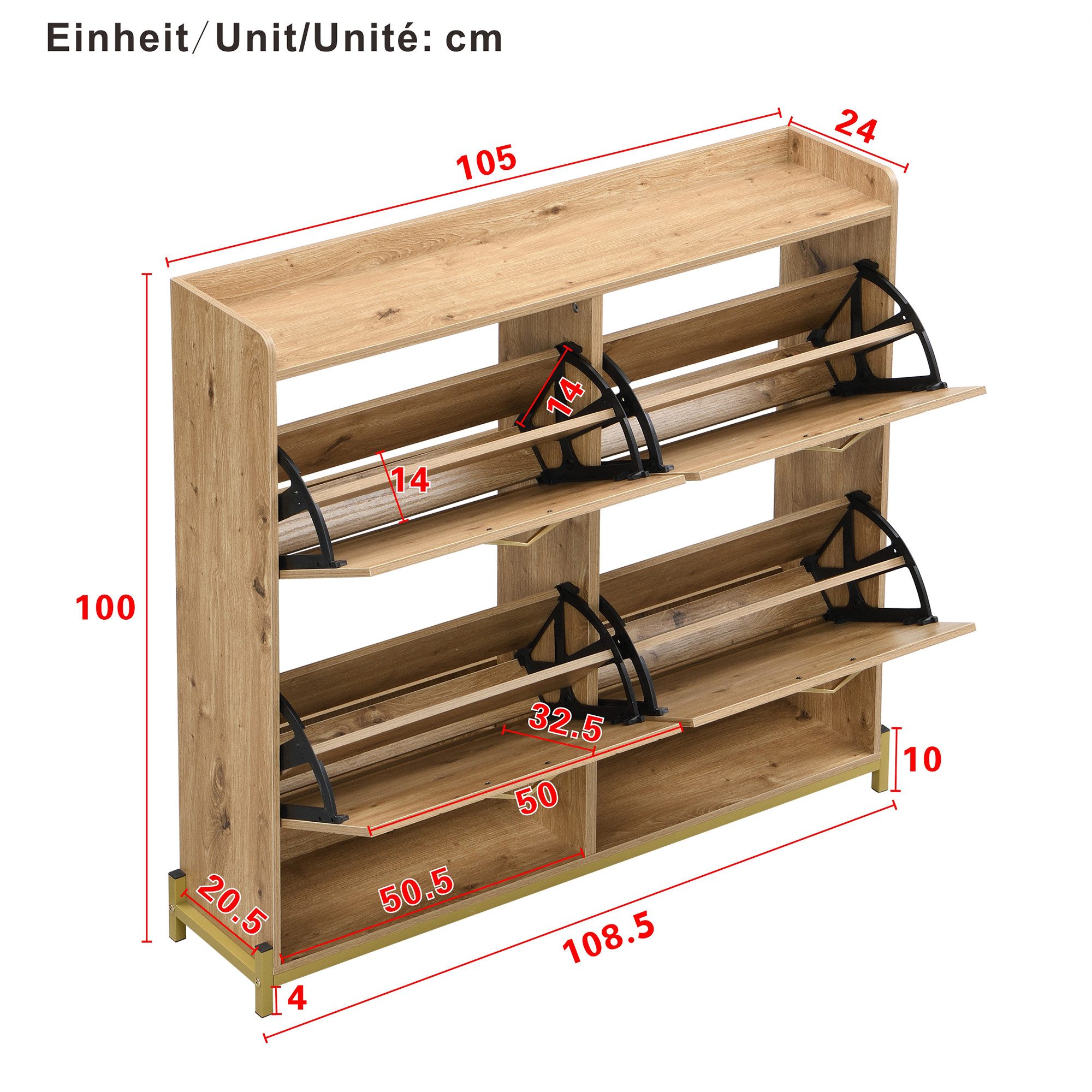 Ulife Schuhschrank 4-türiger Schuhkommode, modernes Schuhregal günstig online kaufen