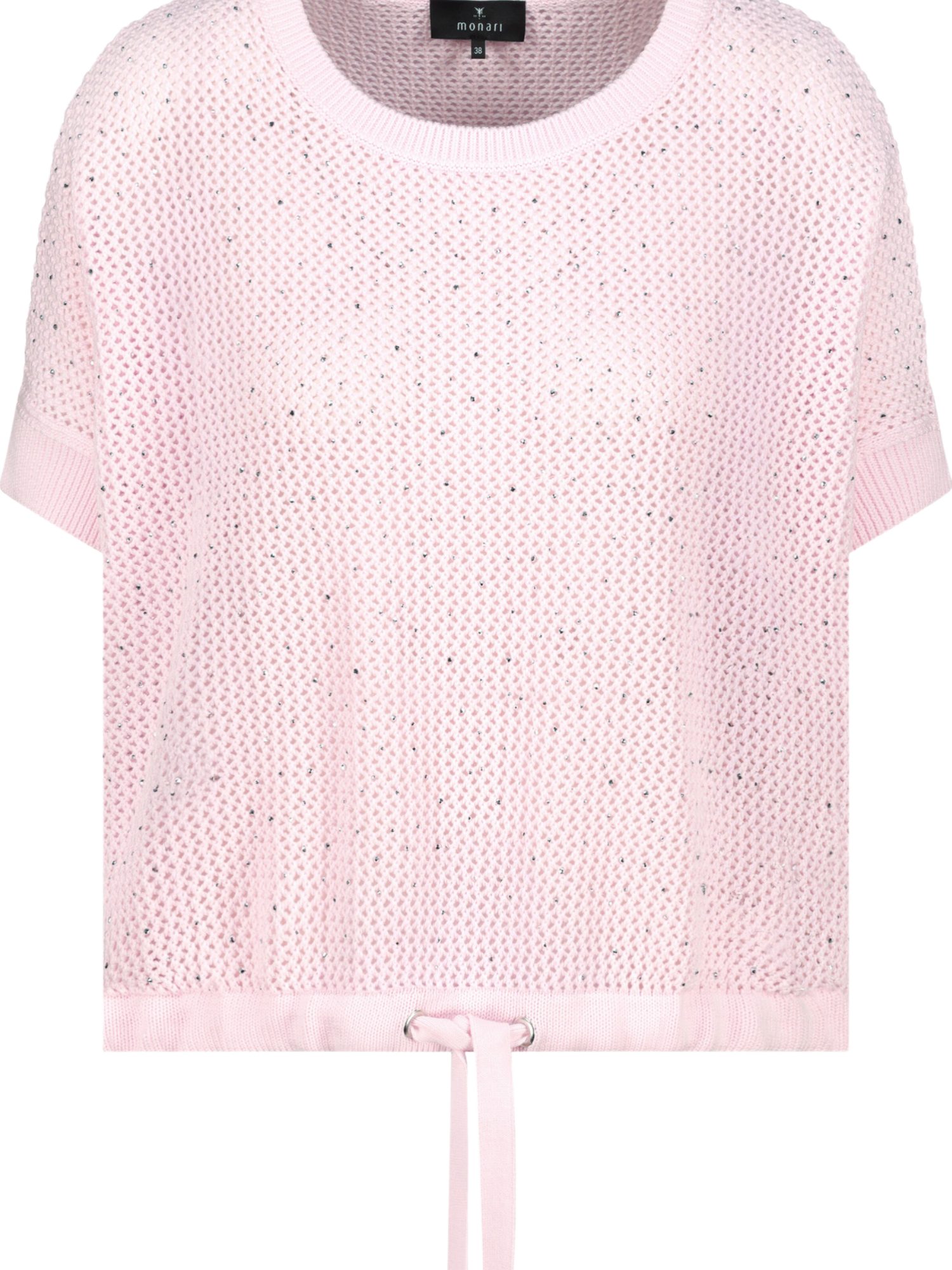 Monari Strickpullover rosa,Casual,Baumwolle,Unifarben,Rundhals,Kurz,Regular Fit