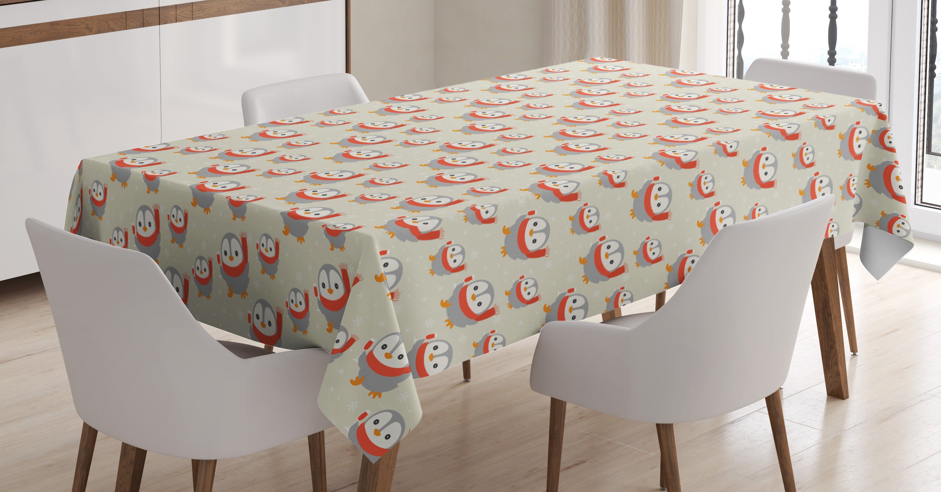Tischdecke Waschbar mit Schale Bereich Pinguin Farben, Für Baby-Tier Farbfest Abakuhaus Klare Außen den geeignet