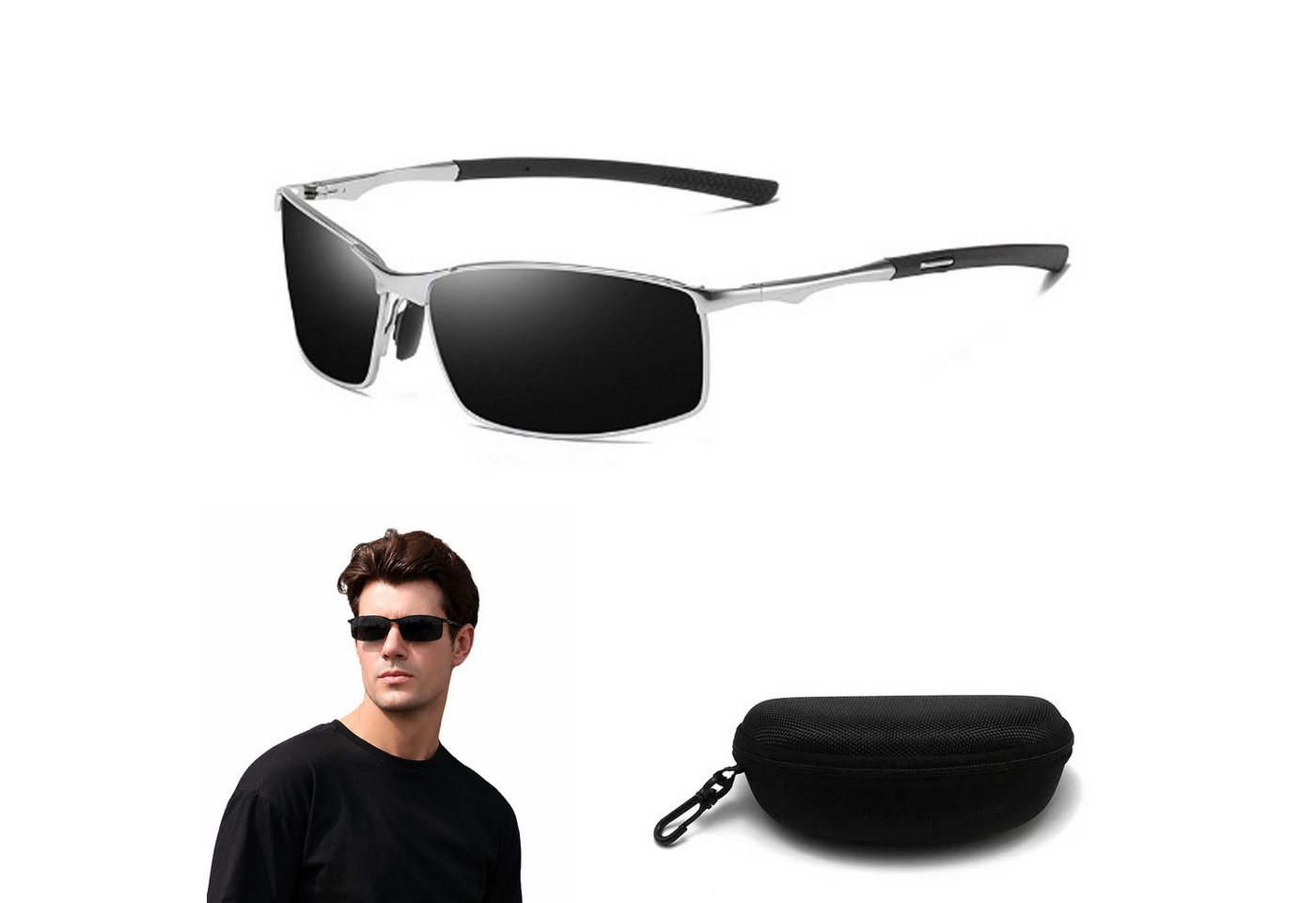 MOPUEA Sonnenbrille Sonnenbrille Runde Ovale Für Damen Und Herren (für Angeln, Outdoor-Sportarten, Fahren, Radfahren, 1-St., verbessert die Sicht) Sonnenbrille Herren Sport Metallrahmen Blendungsreduzierung