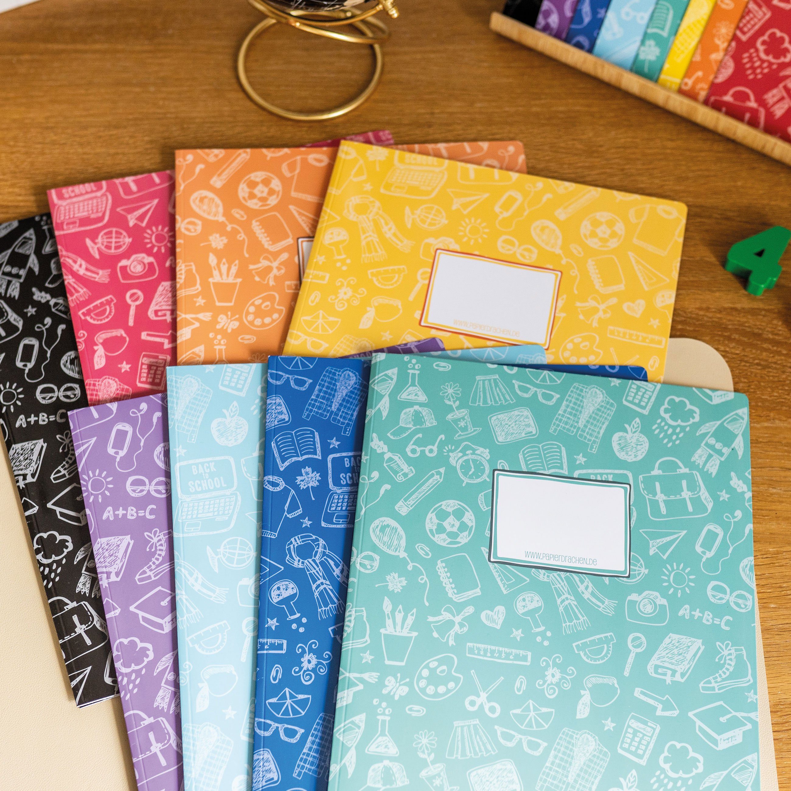 PAPIERDRACHEN Schulheft 8 Schnellhefter aus Karton – DIN A4 – tolles Designs – Bild 2 von 5