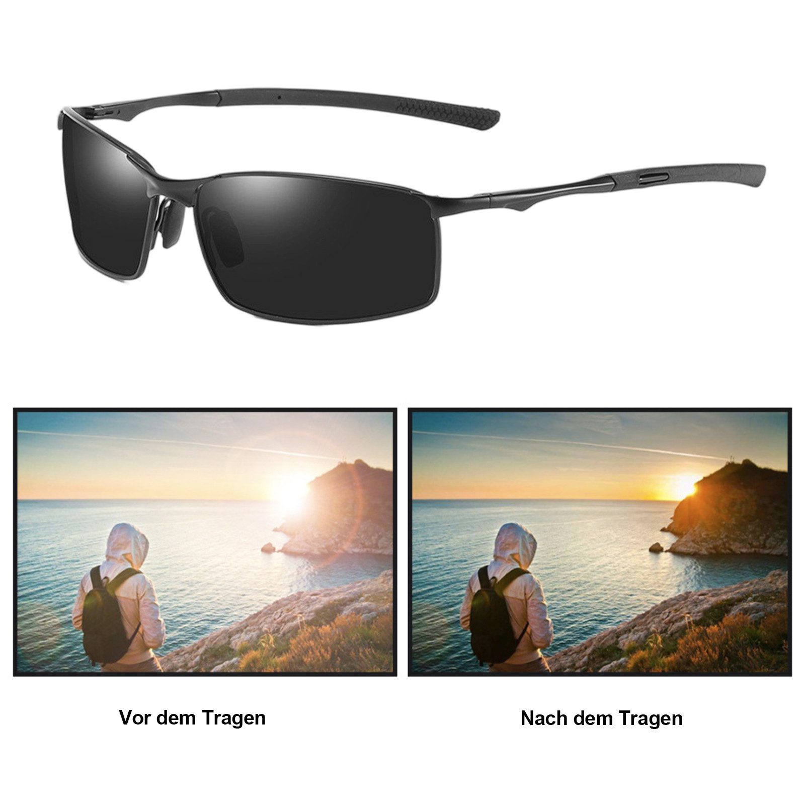 OKWISH Sonnenbrille Herren Damen Polarisierte Sportbrille Fahrerbrille (Radsportbrillen Polarisierte Gläser UV Schutz mit Etui enthalten, 1-St., Unisex, Oval Design, Leicht & Flexibel) für Outdoor Camping Reisen Freizeit Urlaub Reisen Sonnen usw