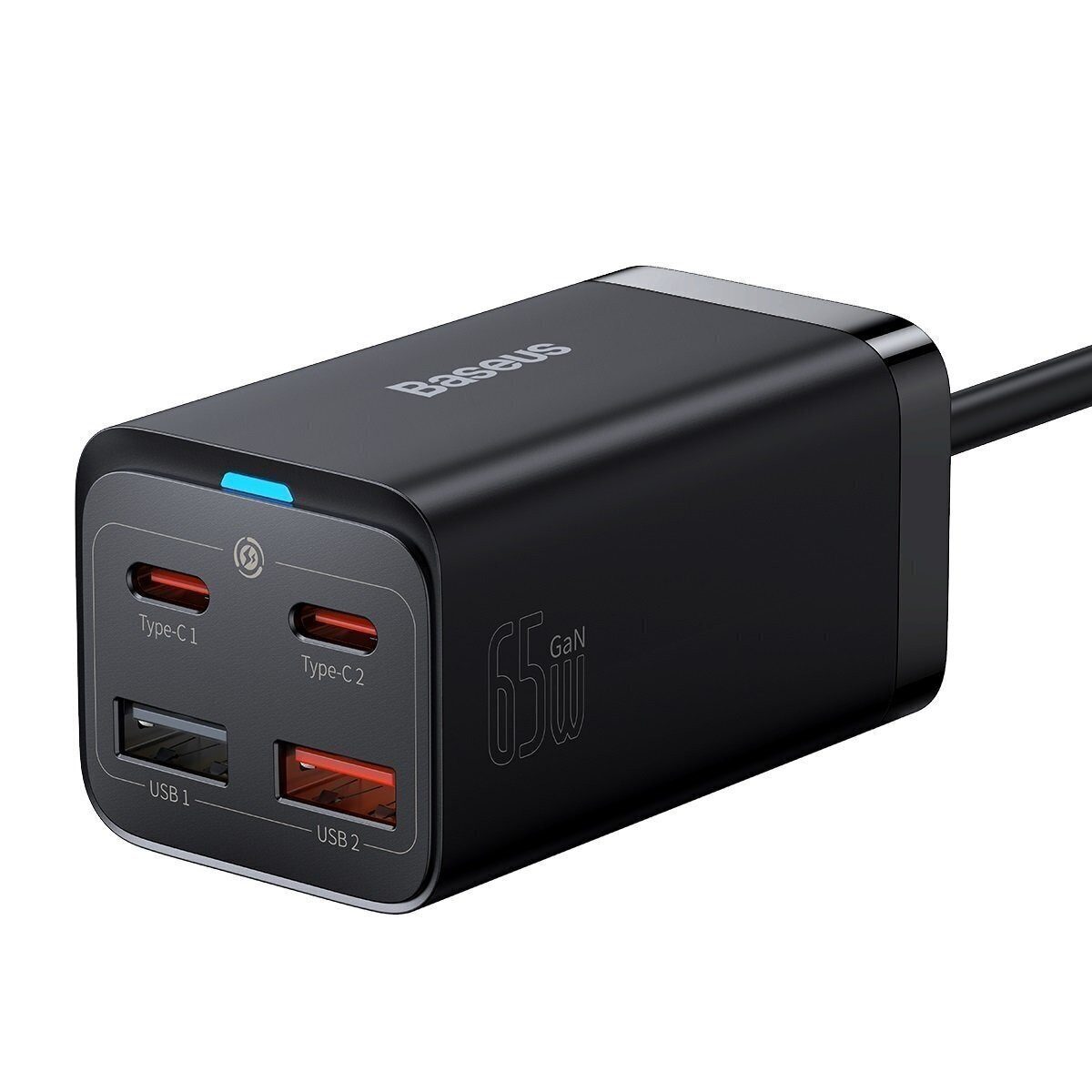 Baseus Baseus Schnellladegerät 2x USB-C, 2x USB, 65W (schwarz) Smartphone-Kabel