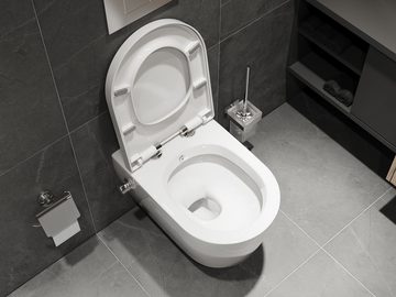 SSWW Dusch-WC Taharet WC mit Armatur & abnehmbaren Softclose WC-Sitz, wandhängend, Abgang waagerecht, WC-Set, Dusch-Wand-WC inkl. abnehmbare Softclose WC-Sitz