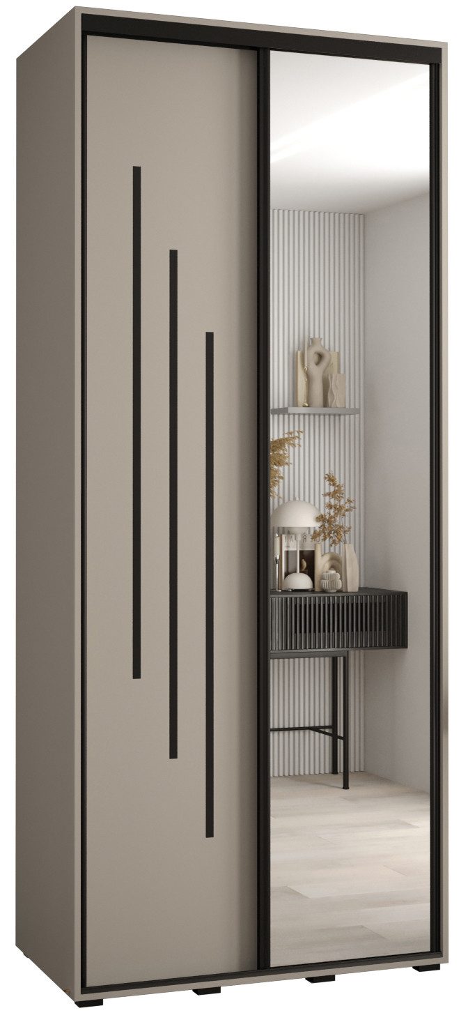 ABIKS MÖBEL Schwebetürenschrank Dakota 9 Schlafzimmerschrank mit Spiegel, Kleiderstange und Regalen