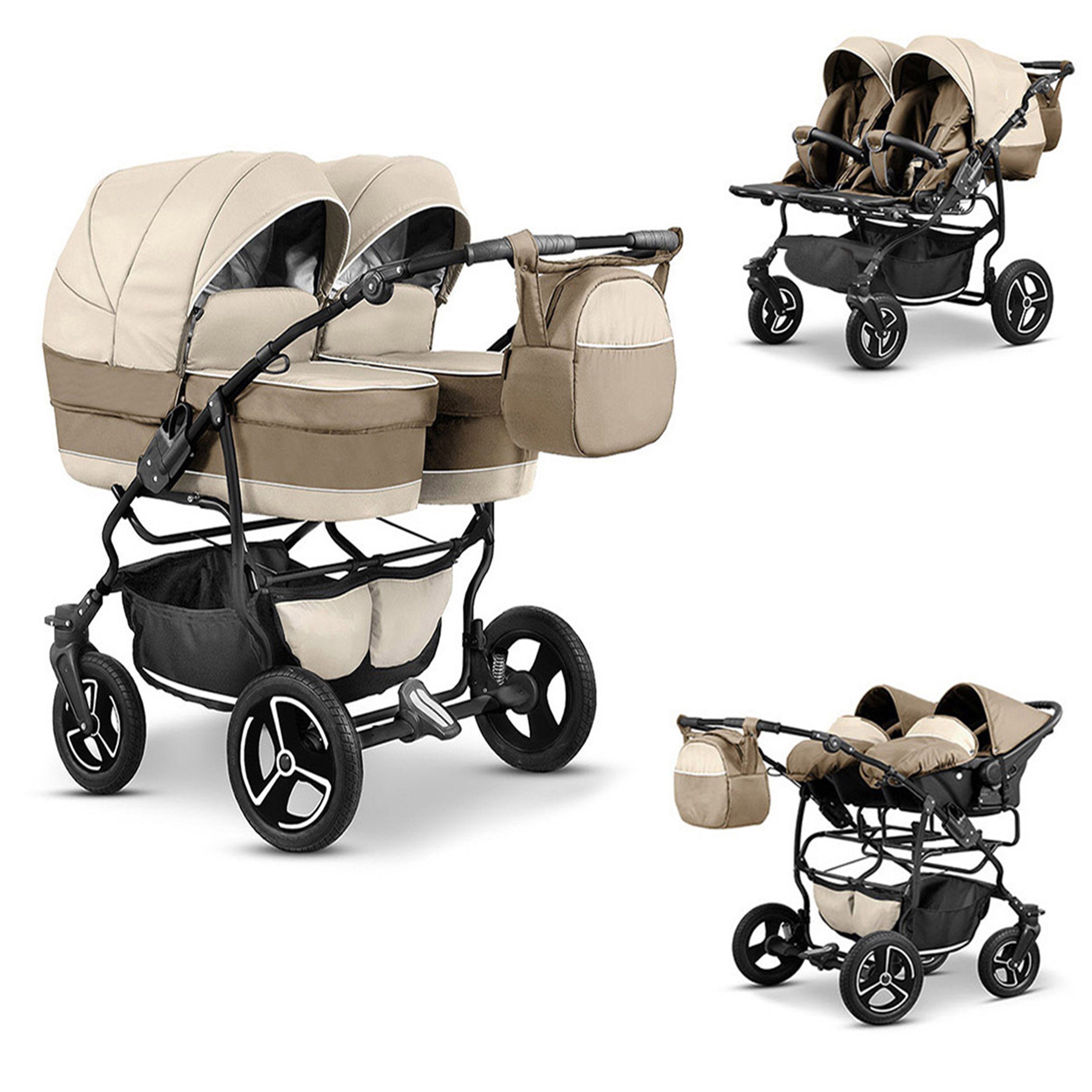 Zwillingswagen Twin Star 4 in 1 inkl. Sportsitze, Autositze und Zubehör in 16 Farben