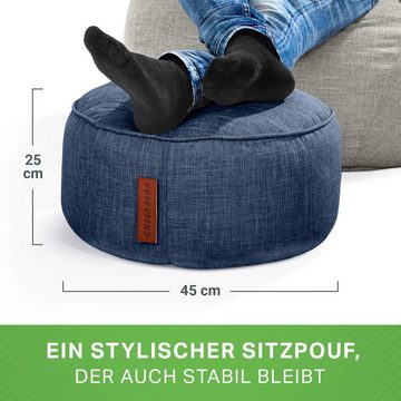 Green Bean Pouf Home-Linen Pouf (Sitzsack-Hocker 25x45cm mit EPS-Perlen Füllung -, Fußhocker Fußkissen Sitz-Pouf für Sitzsäcke), Bodenkissen für Kinder und Erwachsene - Sitzkissen Sitzhocker