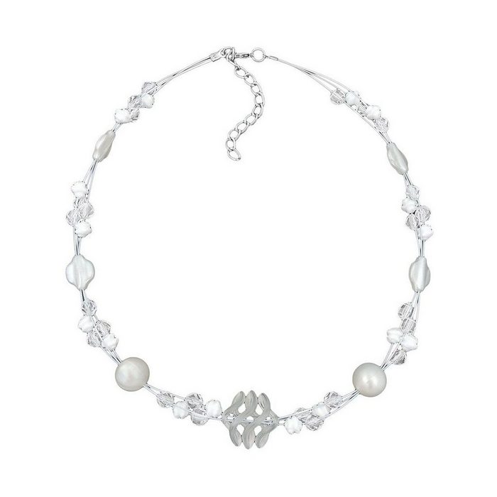 Gallay Perlenkette Drahtkette Spiralperle weiß-matt weiß-transparent Kunststoffperlen 42cm
