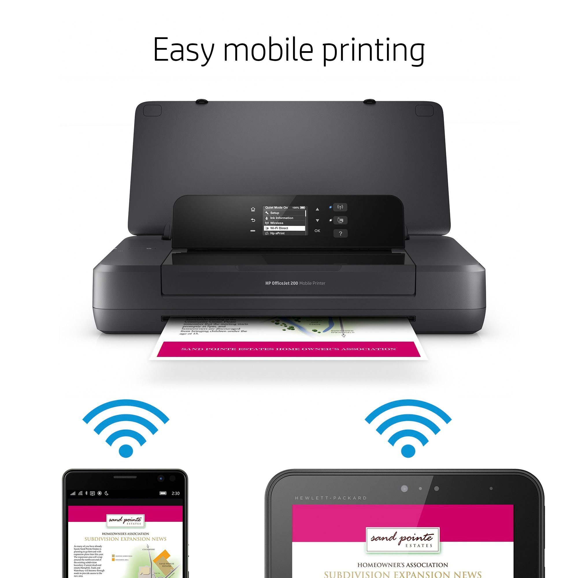 HP OfficeJet 200 Mobildrucker mobiler Drucker, (WLAN (Wi-Fi)