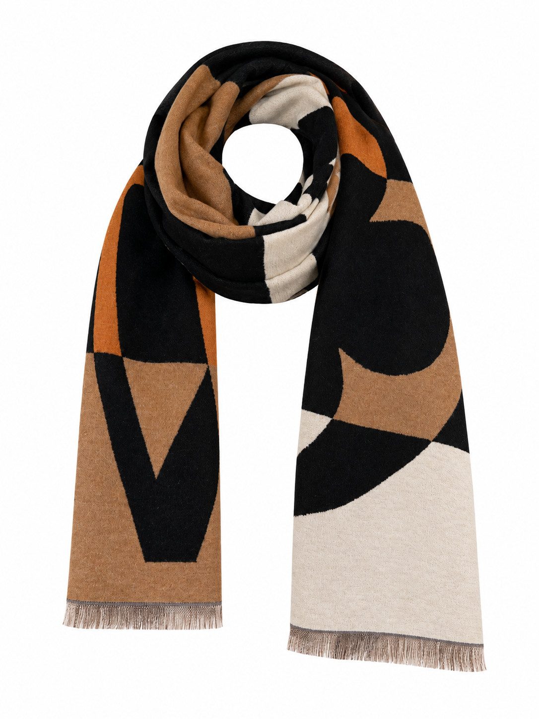 ITALY VIBES Wollschal - Damen Schal mit modischem Allover-Print und Fransen