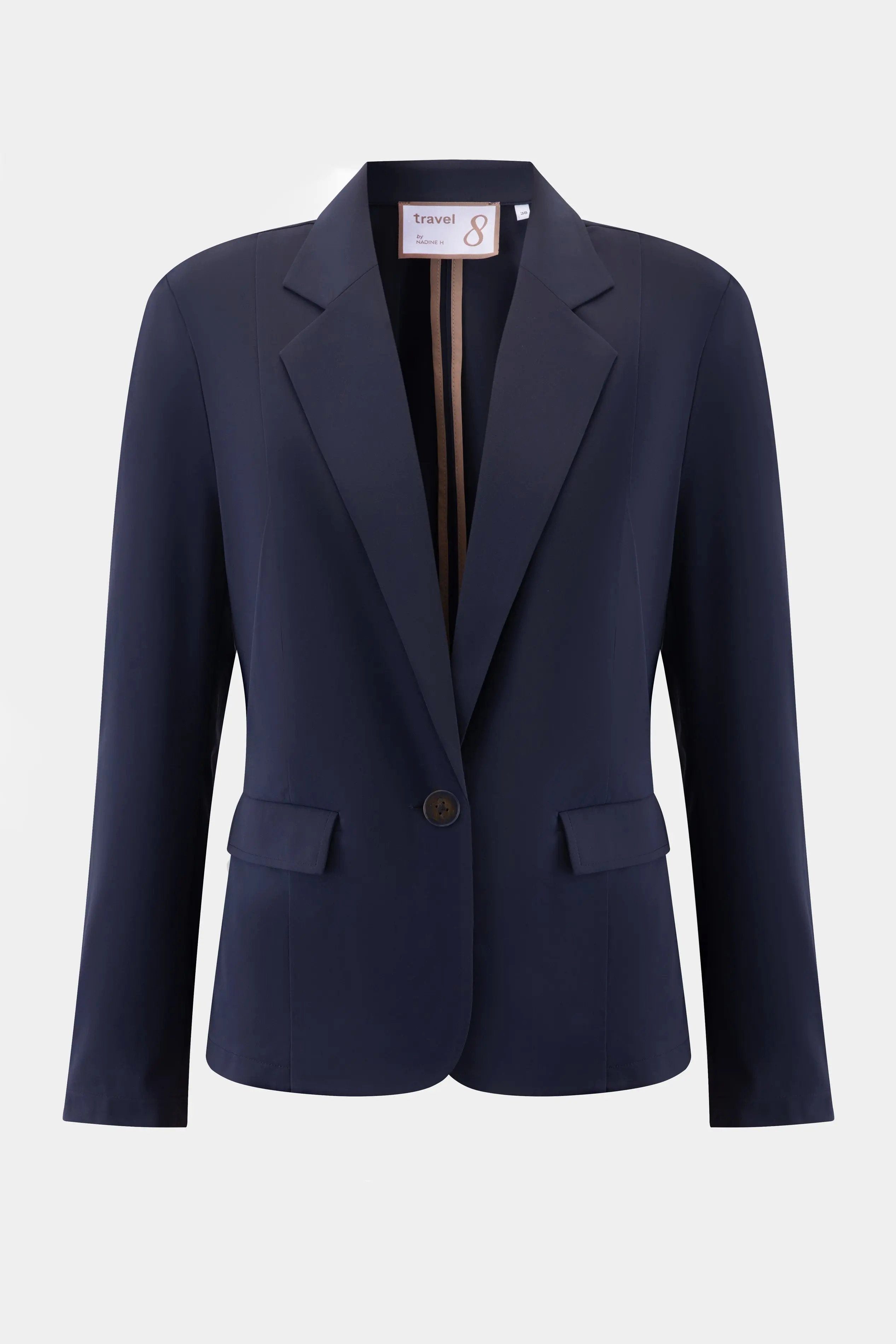 Travel 8 Jackenblazer Damen One Button Travel Blazer Navy – Knitterarm & Formstabil