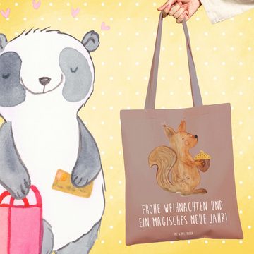 Mr. & Mrs. Panda Tragetasche Eichhörnchen Weihnachten - Braun Pastell - Geschenk, Winter, Jutebeut (1-tlg), Lange Tragegriffe