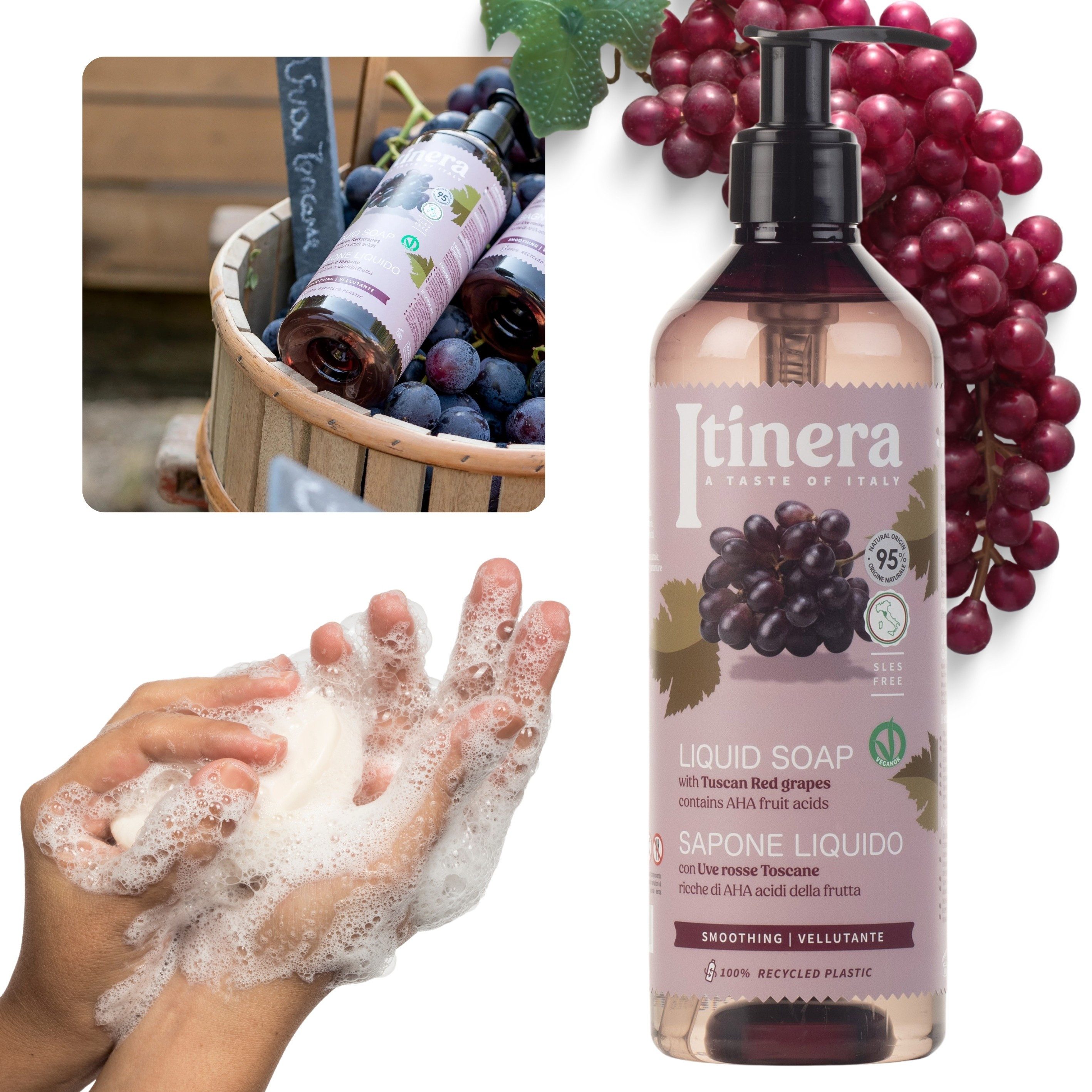 Sarcia.eu Handseife ITINERA Glättende Flüssigseife mit toskanischen roten Trauben 370 ml, 1-tlg.