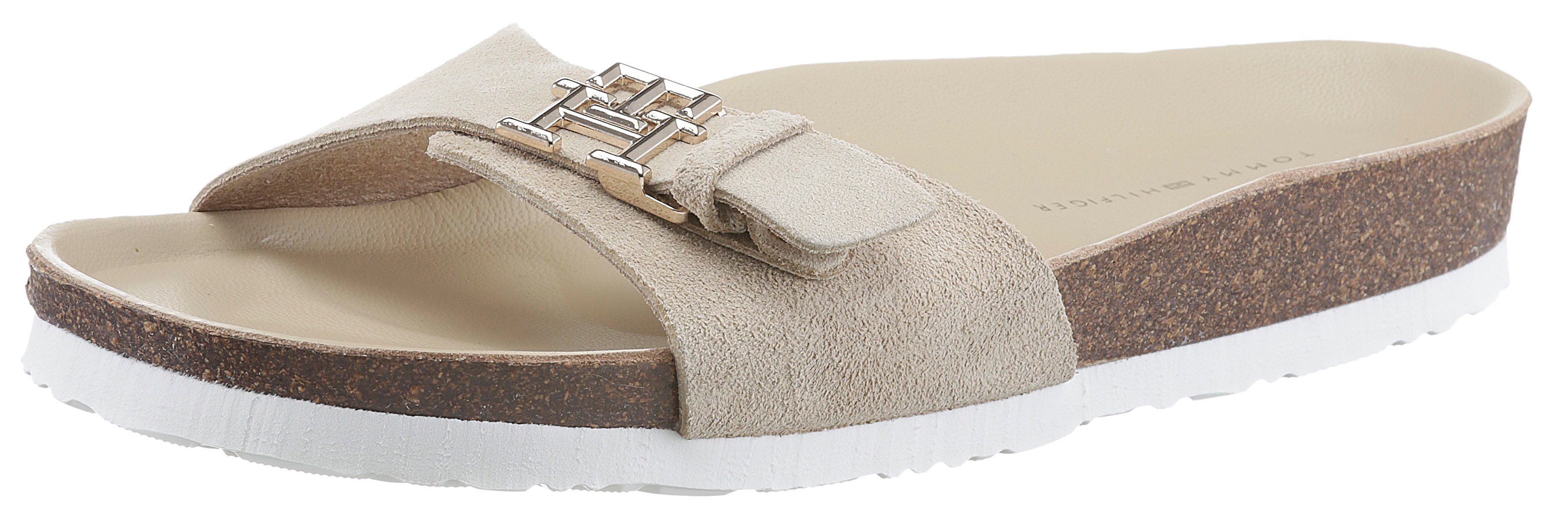 Tommy Hilfiger TH SANDAL MULE Pantolette verstellbarer mit hellbeige Schnalle SUEDE