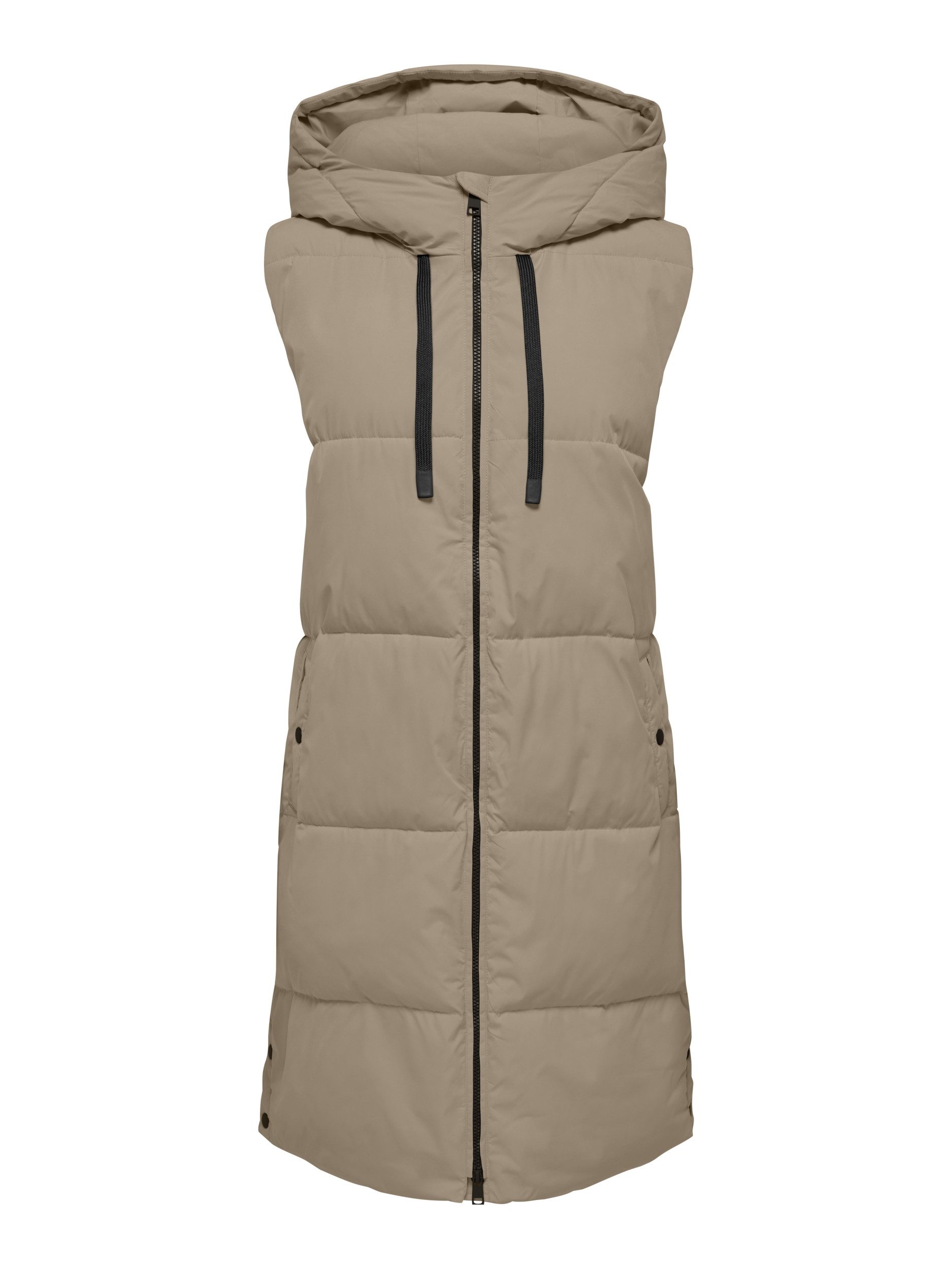 JDY Outdoorjacke JDYBLAIR LONG HOOD WAISTCOAT OTW SI, Walnut/CONTRAST BLACK