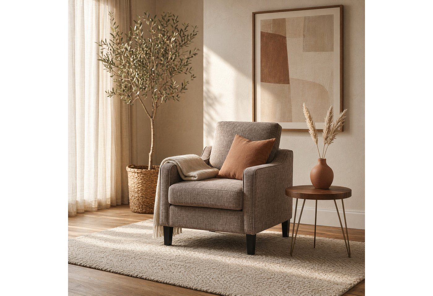 TLGREEN Loungesessel Accent Sessel mit Kissen,Polstersessel – 75×71×90 cm (Bequemes Einzelsitz-sofa),Lesesessel bequem, fur Wohnzimmer, Büro & Wohnung,Apartment
