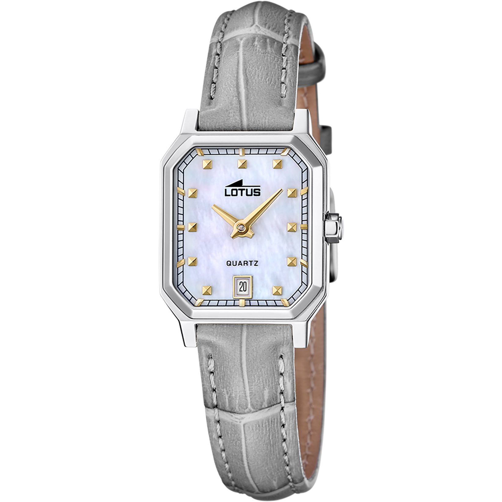 Lotus Quarzuhr Square Series 19082_2, Armbanduhr, Damenuhr, Lederarmband, analog, Tag