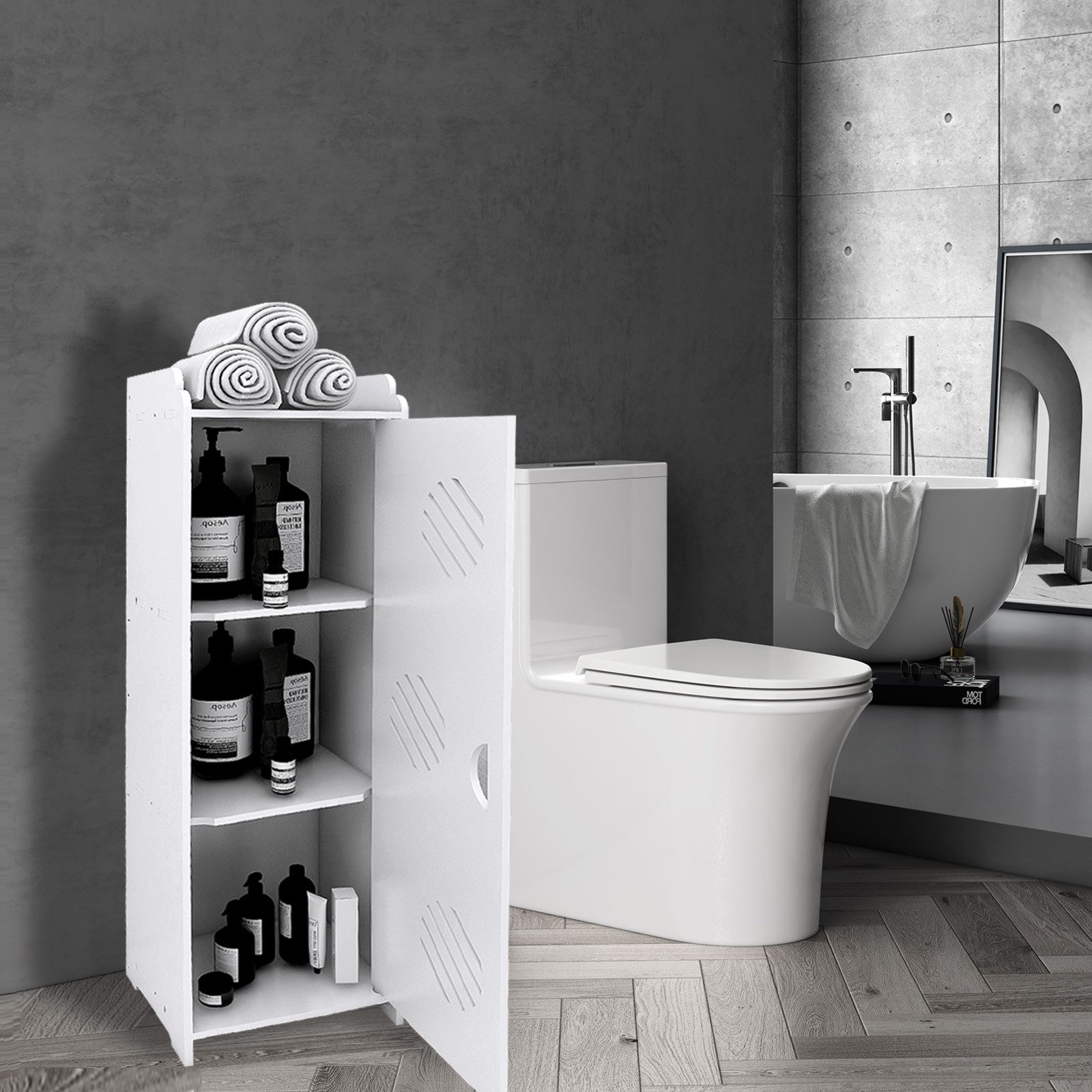 JEOBEST Badkommode Wasserdichte Badezimmerschränke, (1-St, Badregal), Schmal mit Tür, 24x20x75 cm – Bild 4 von 5