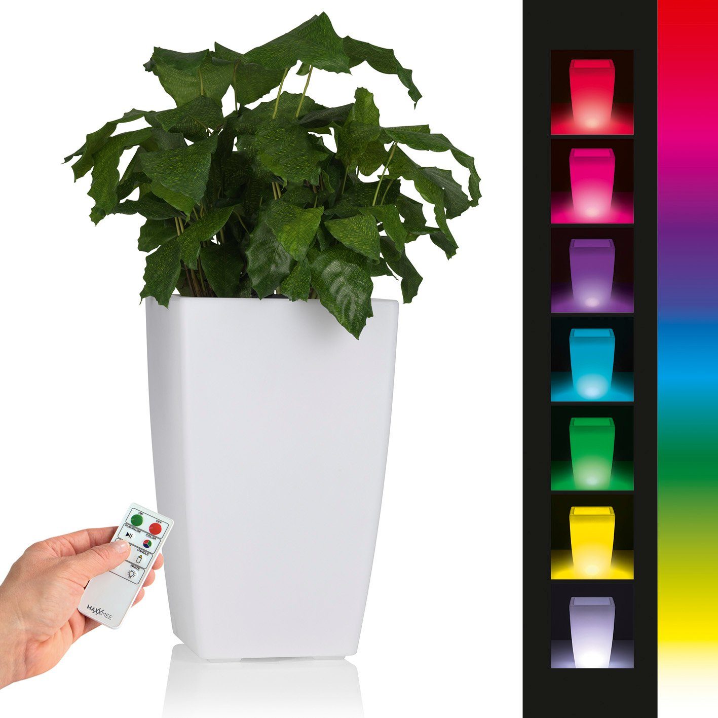 MAXXMEE Blumentopf, Solar-Blumentopf mit LED-Farbwechsel 7 Farben konisch  weiß online kaufen | OTTO