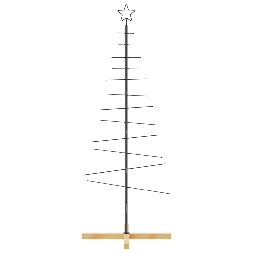 furnicato Künstlicher Weihnachtsbaum Metall-Weihnachtsbaum Schwarz 75 x 75 x 150 cm, Zerlegbare Tannenkonstruktion mit Massivholzständer für den Balkon