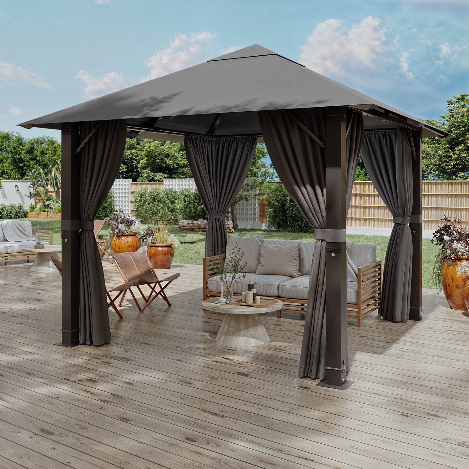GUNJI Pavillon 3*3/3*4 wasserdichter Gartenpavillon, Aluminiumrahmen günstig online kaufen