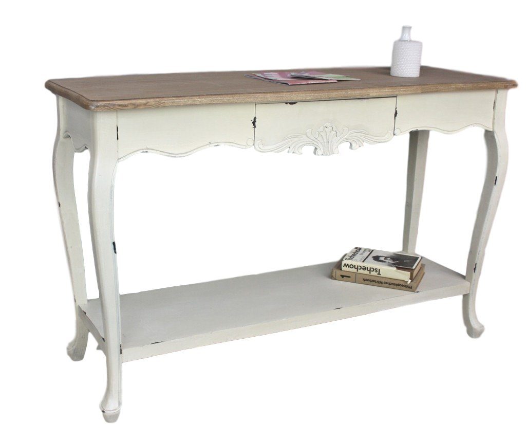 elbmöbel Konsolentisch Sekretär braun shabby beige Toscana (FALSCH), Konsole: 1 Schublade 120x77x40 cm weiß holz Shabby Chic. € 349,90