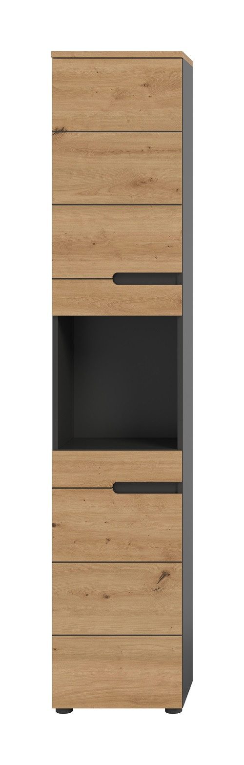 xonox.home Hochschrank Hochschrank Canu, Artisan Eiche / Basalt grau (1-St) Badmöbel, Einzelltyp