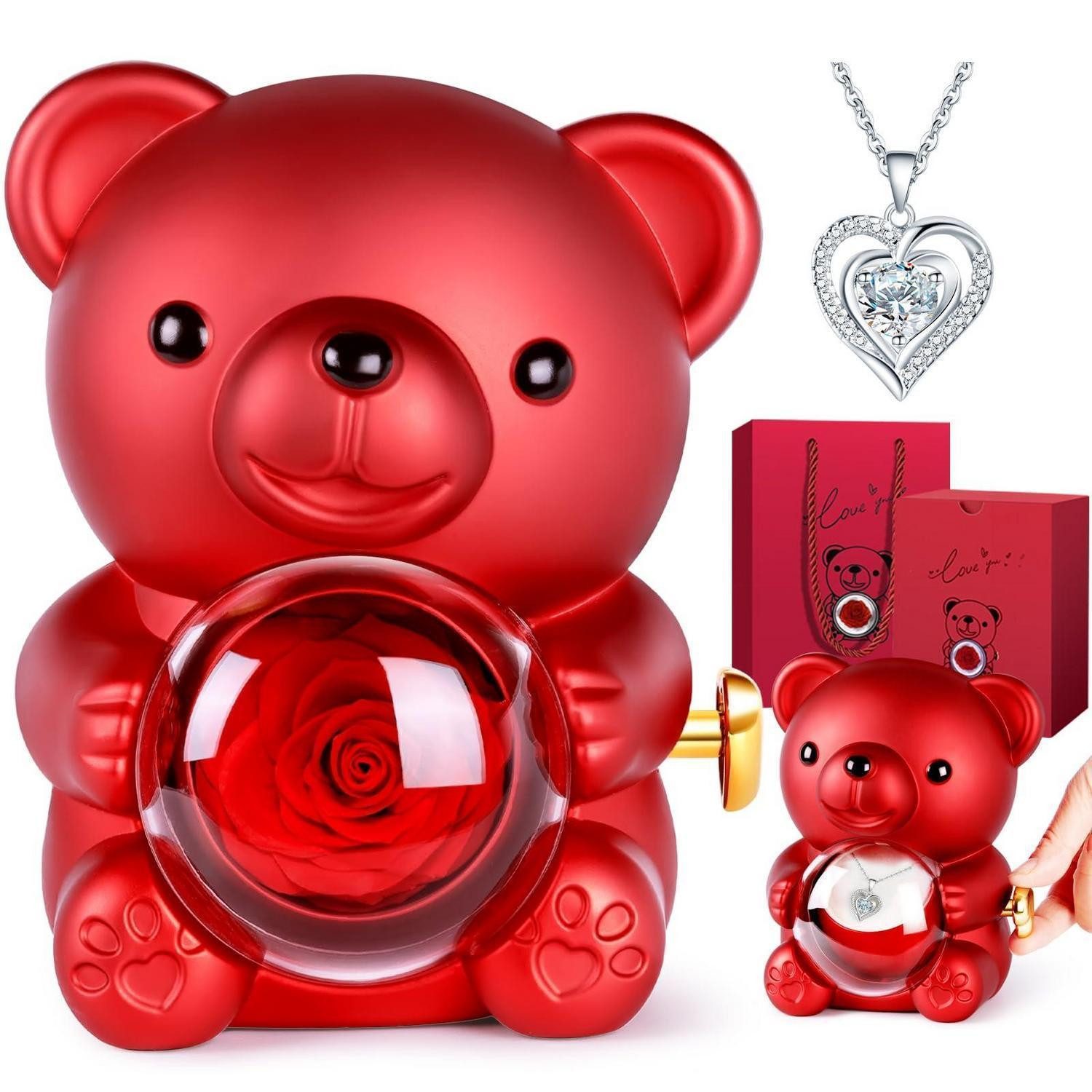 LuxusKollektion Geschenkbox Ewige Rose Bär mit Kette Geschenkbox (1 St)