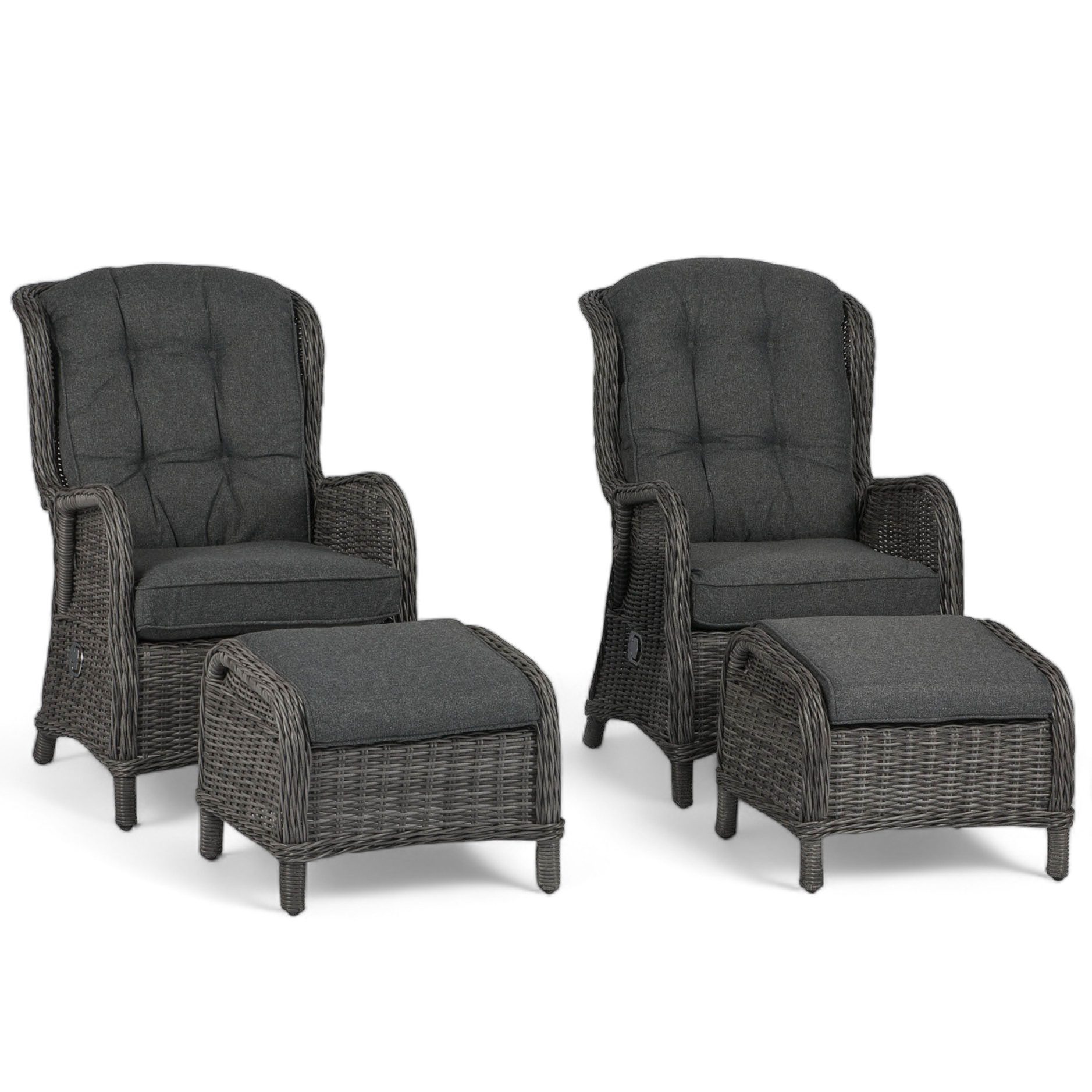 osoltus Gartenlounge-Sessel osoltus 2er Set Sandy Stone Set Outdoor Ohrensessel m. Hocker