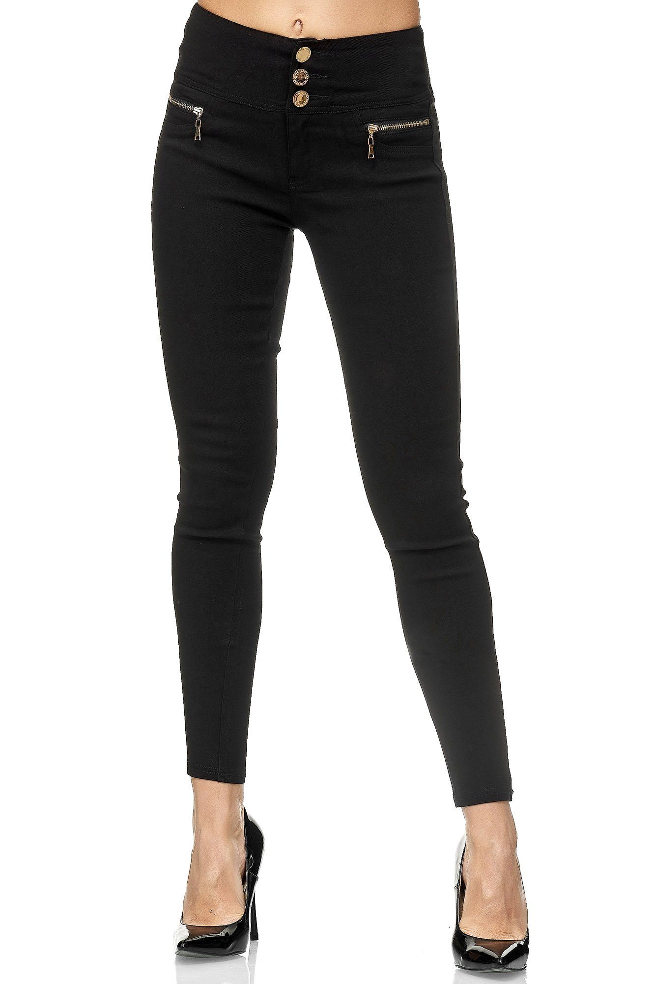 Elara High-waist-Jeans Elara Damen Stretch Hose High Waist Jeggings (1-tlg)