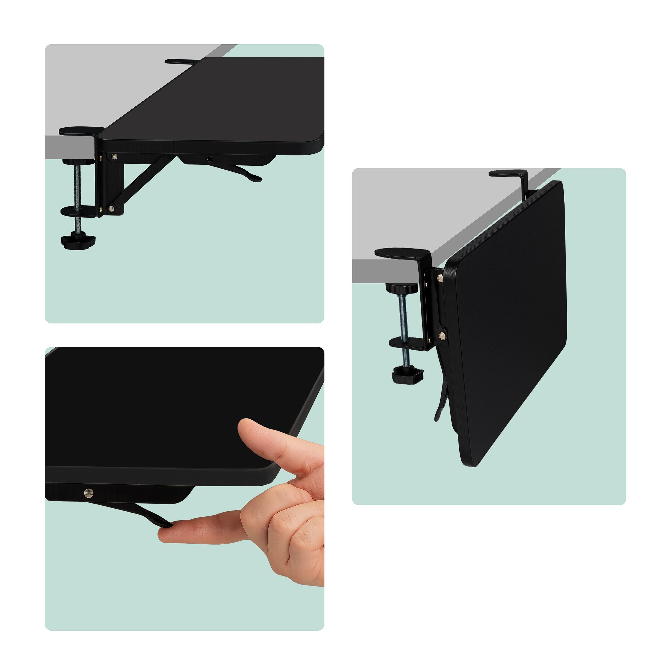 relaxdays Schreibtischaufsatz Schreibtischverlängerung zum Anklemmen, schwarz