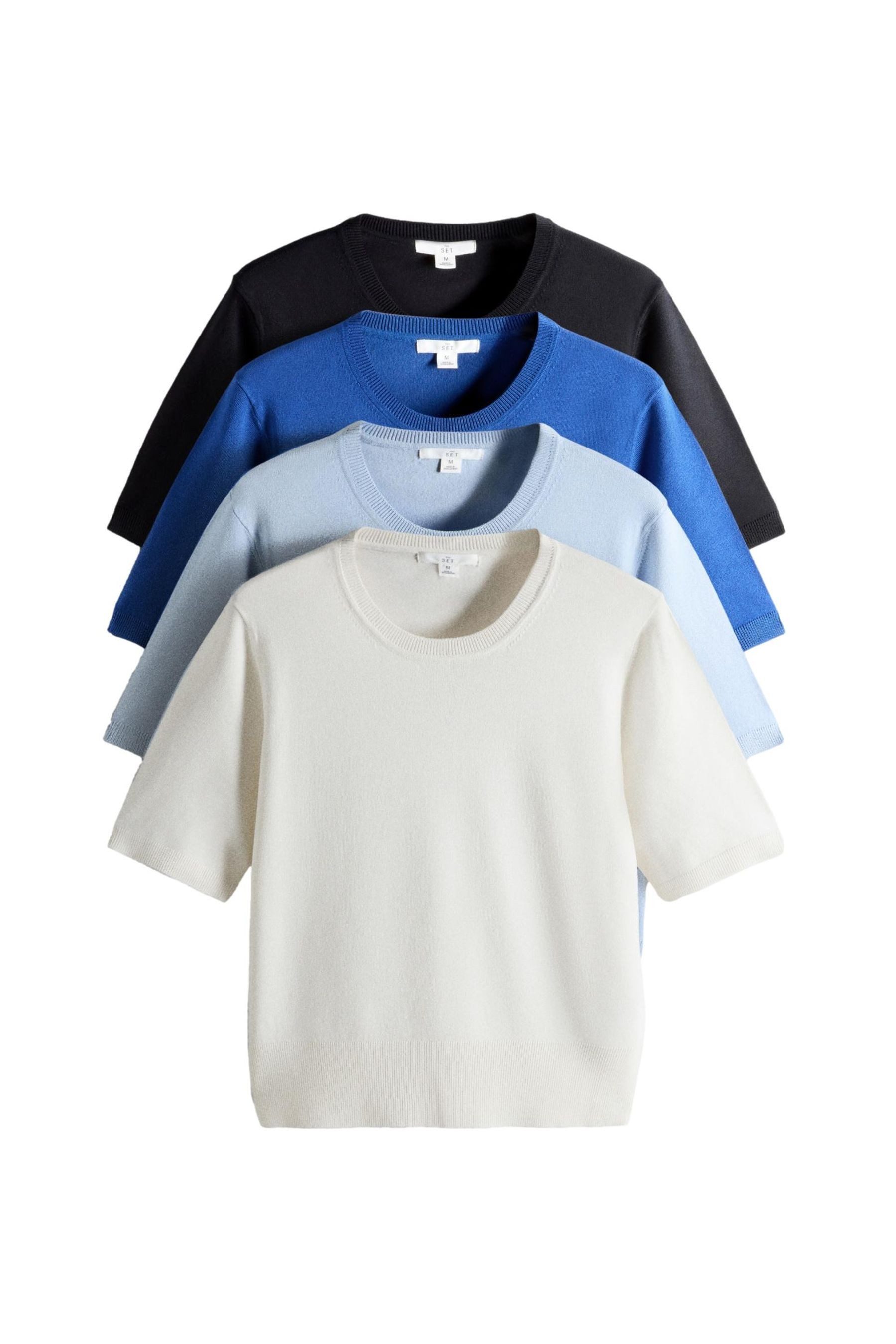 T-Shirt The Set Feinstrick-T-Shirts, 4er-Pack