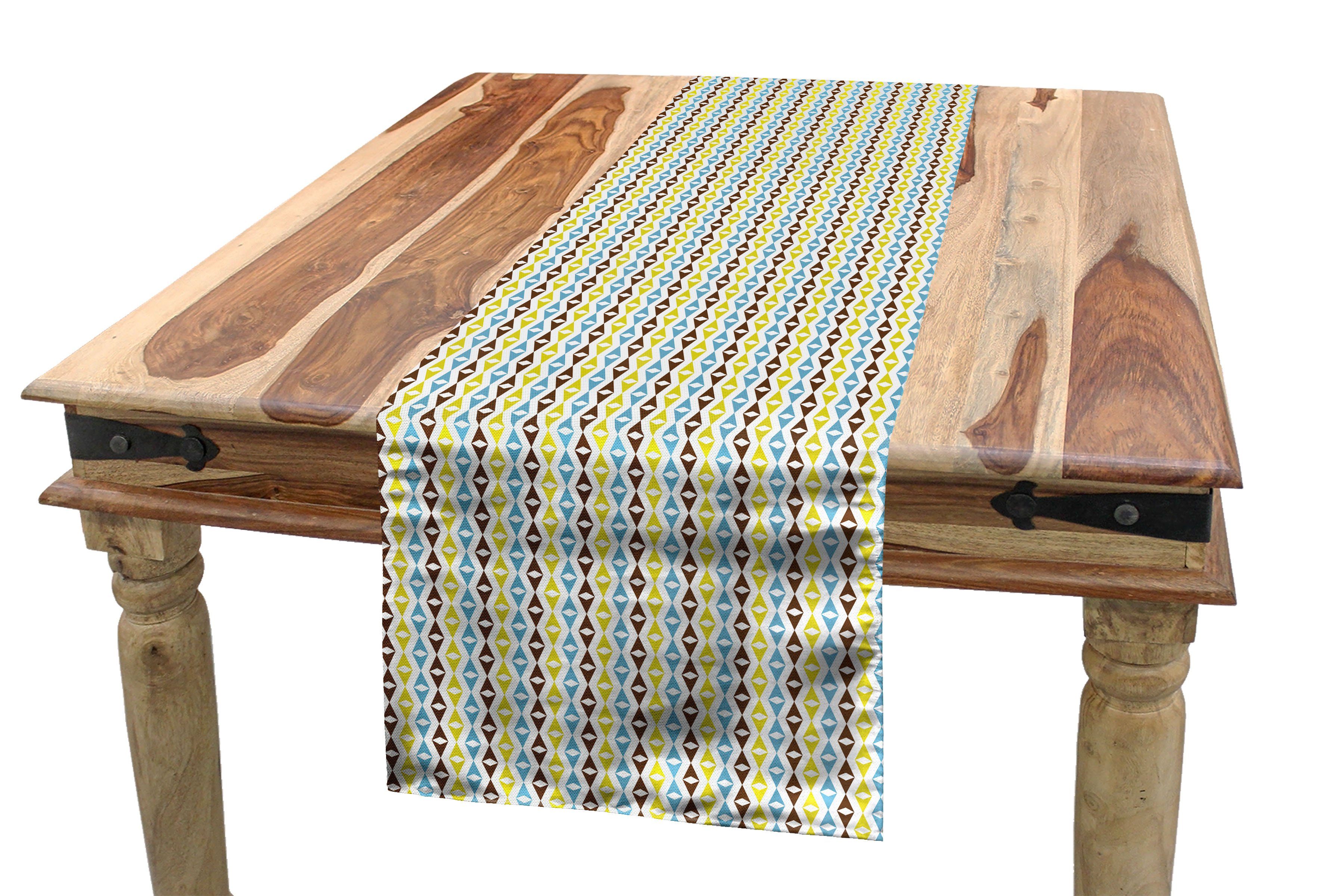 Abakuhaus Tischläufer Esszimmer Küche Rechteckiger Dekorativer Tischläufer, Abstrakt Diamantförmig Elements