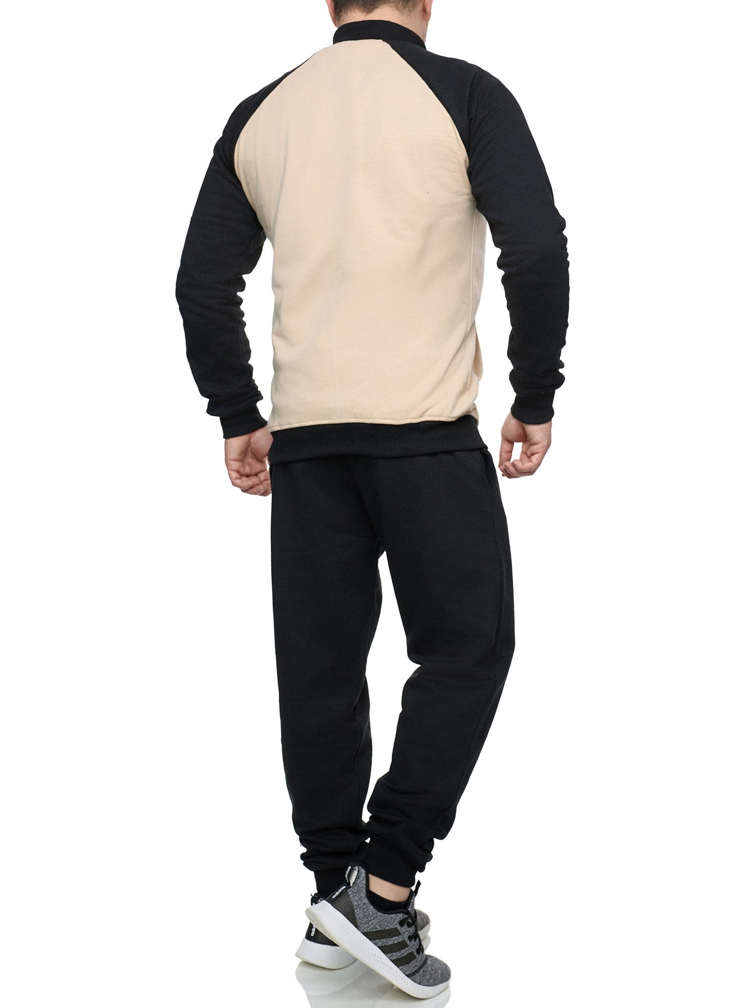L.gonline Freizeitanzug Herren Trainingsanzug Freizeitanzug ohne Kapuze 500A (2-tlg., Zipperjacke und Hose), Fitness Freizeit Casual