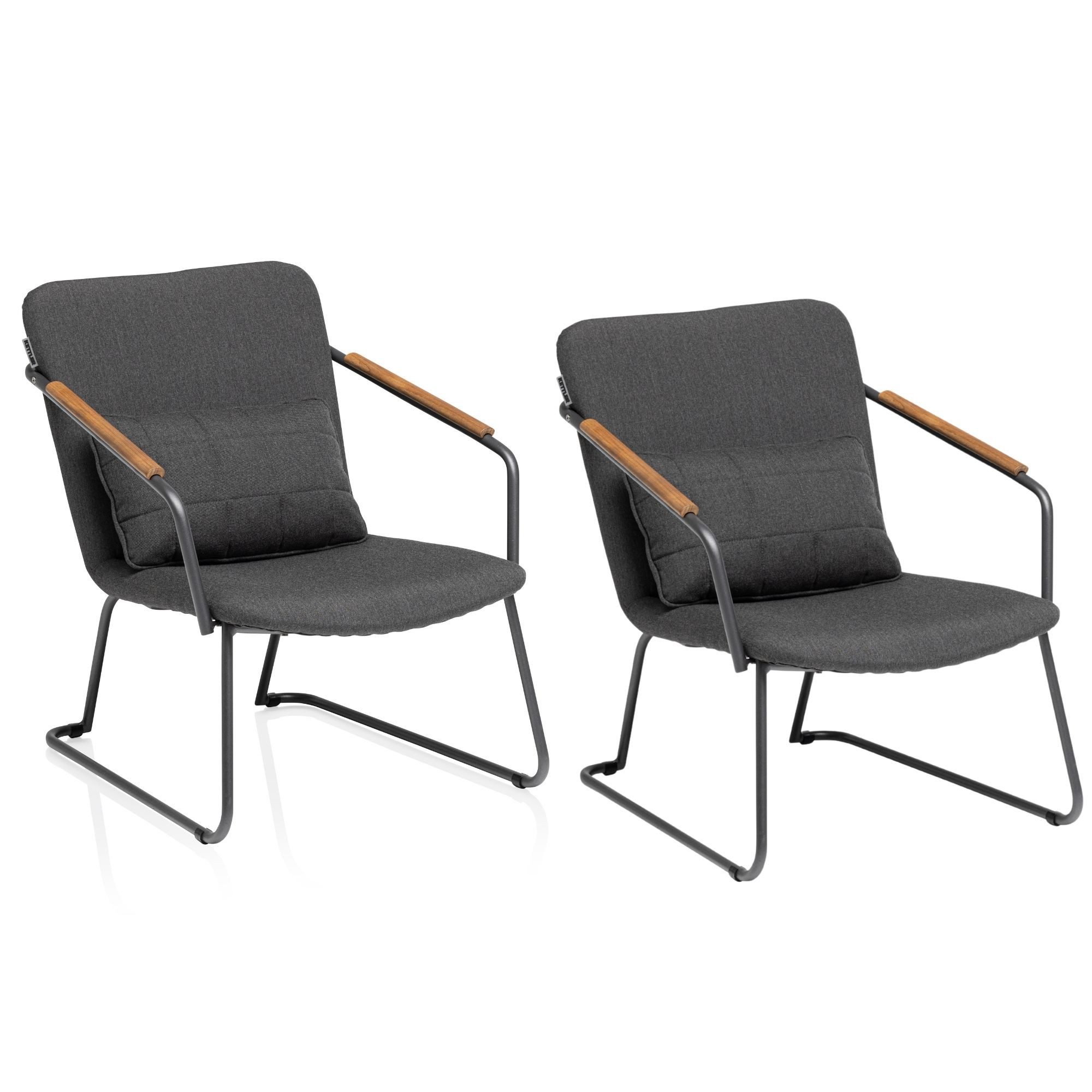 KETTLER Sessel Kettler 2er Set GENTLE Lounge Sessel 0107608-7770 Anthrazit