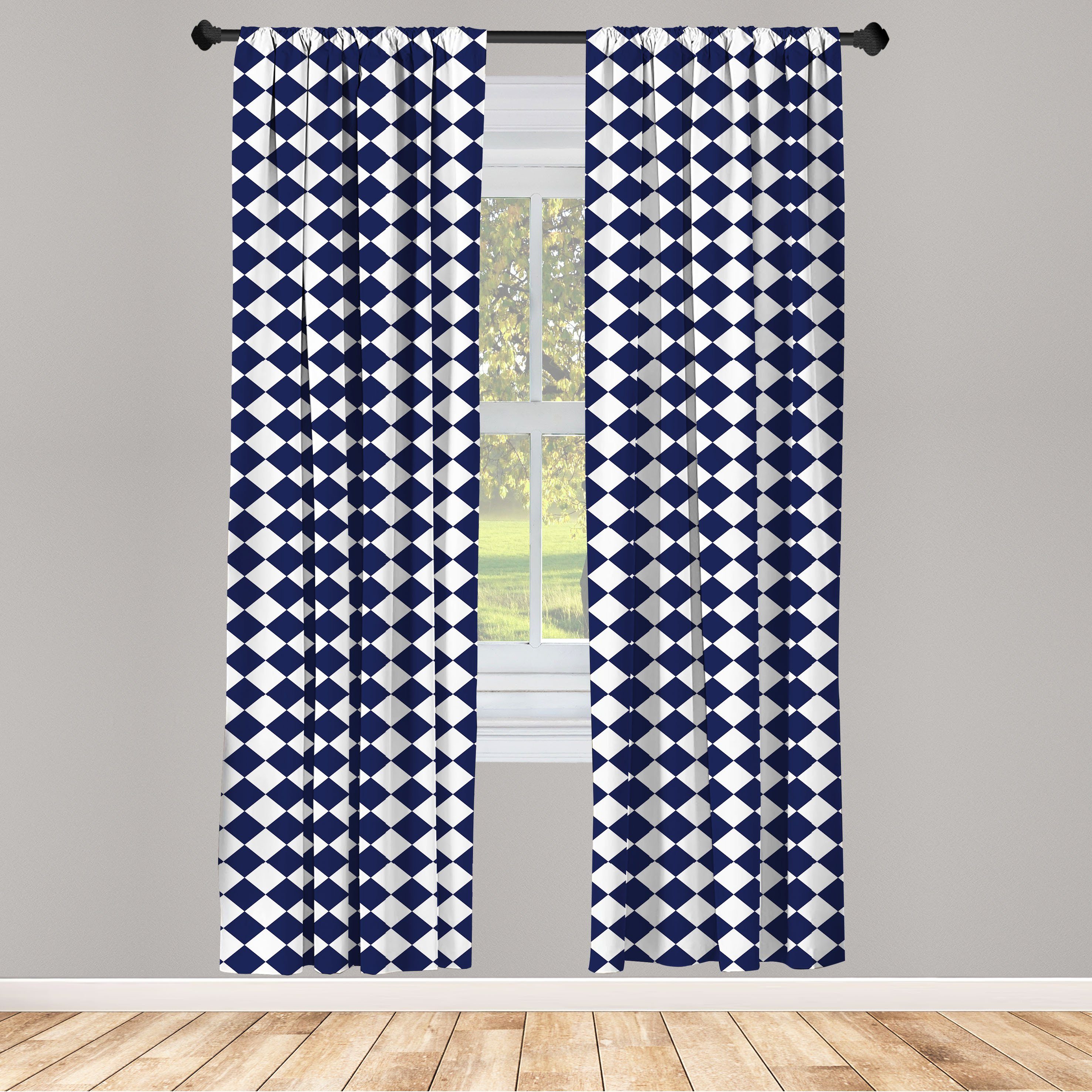 Gardine Vorhang für Wohnzimmer Schlafzimmer Dekor, Abakuhaus, Microfaser, Blau Old Home Tile Inspired
