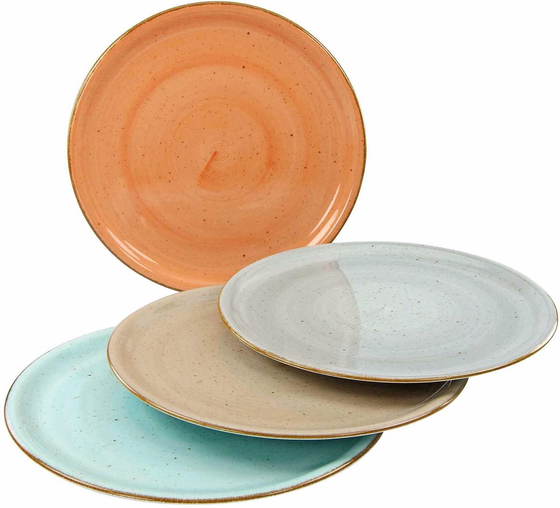 CreaTable Тарелка для пиццы Essteller VINTAGE NATURE, (4 St), Тарелки Set für 4 Personen, Porzellan