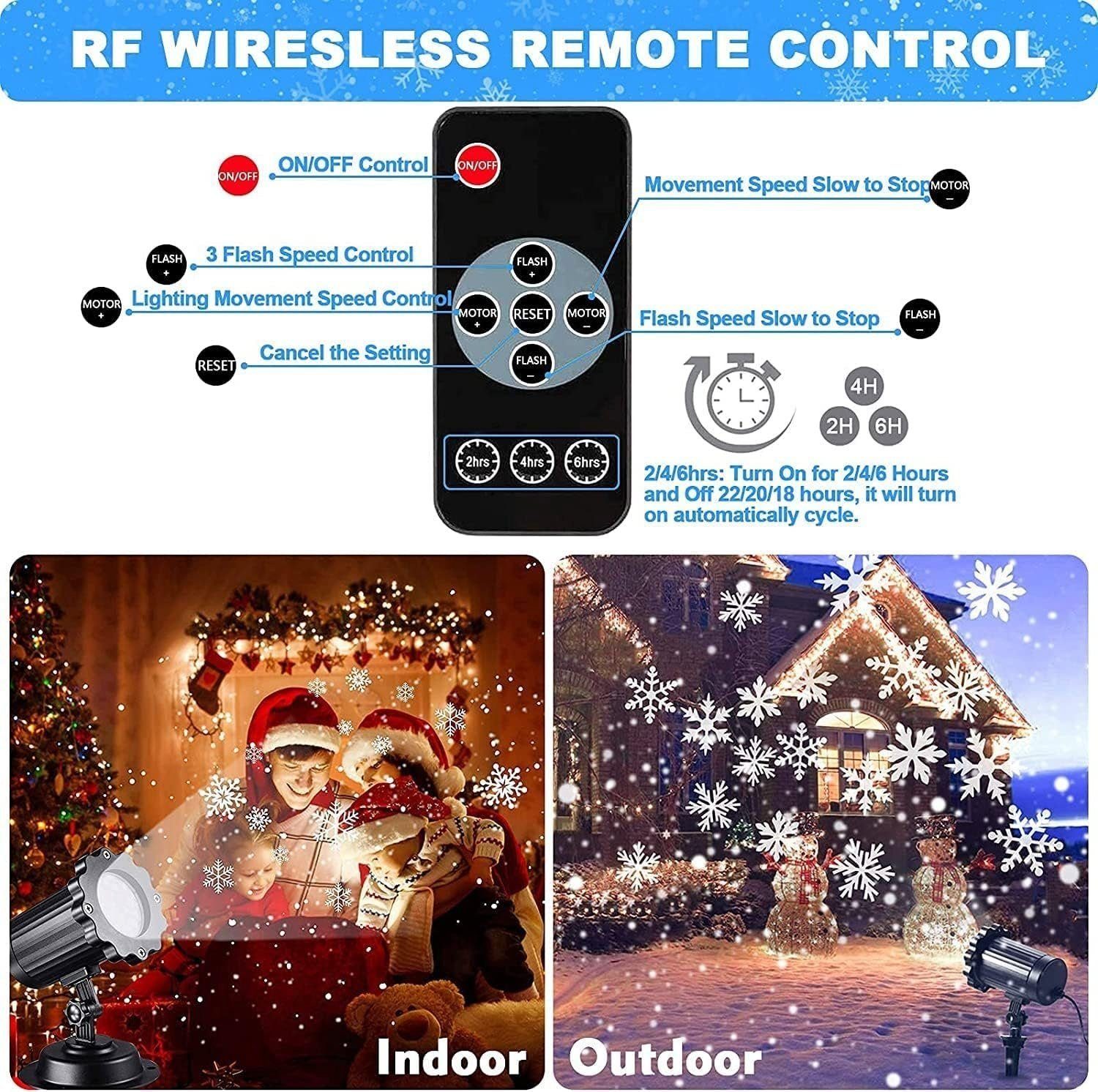 Projektor für Projektionslampe Wasserdicht Weihnachten AUKUU Fernbedienung IP65 Aussen Projektionslampe Weihnachtsdeko Innen Aussen LED,