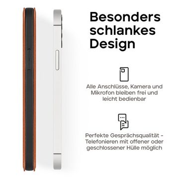 wiiuka Handyhülle Hülle für iPhone 15 Pro Klapphülle Leder Case Tasche Klapptasche, Klapphülle Handgefertigt - Deutsches Leder, Premium Case